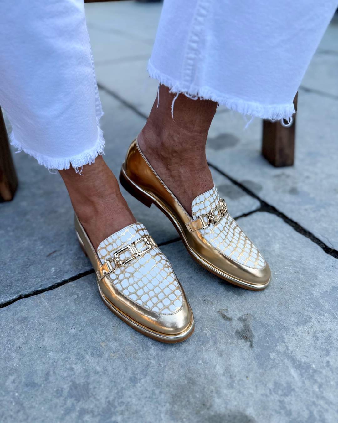 Gold & White Loafer