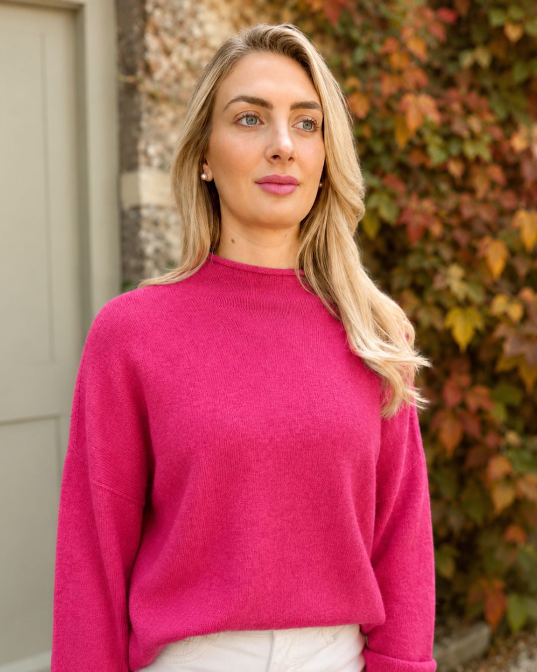 Emilia High Neck Knit – Fuchsia