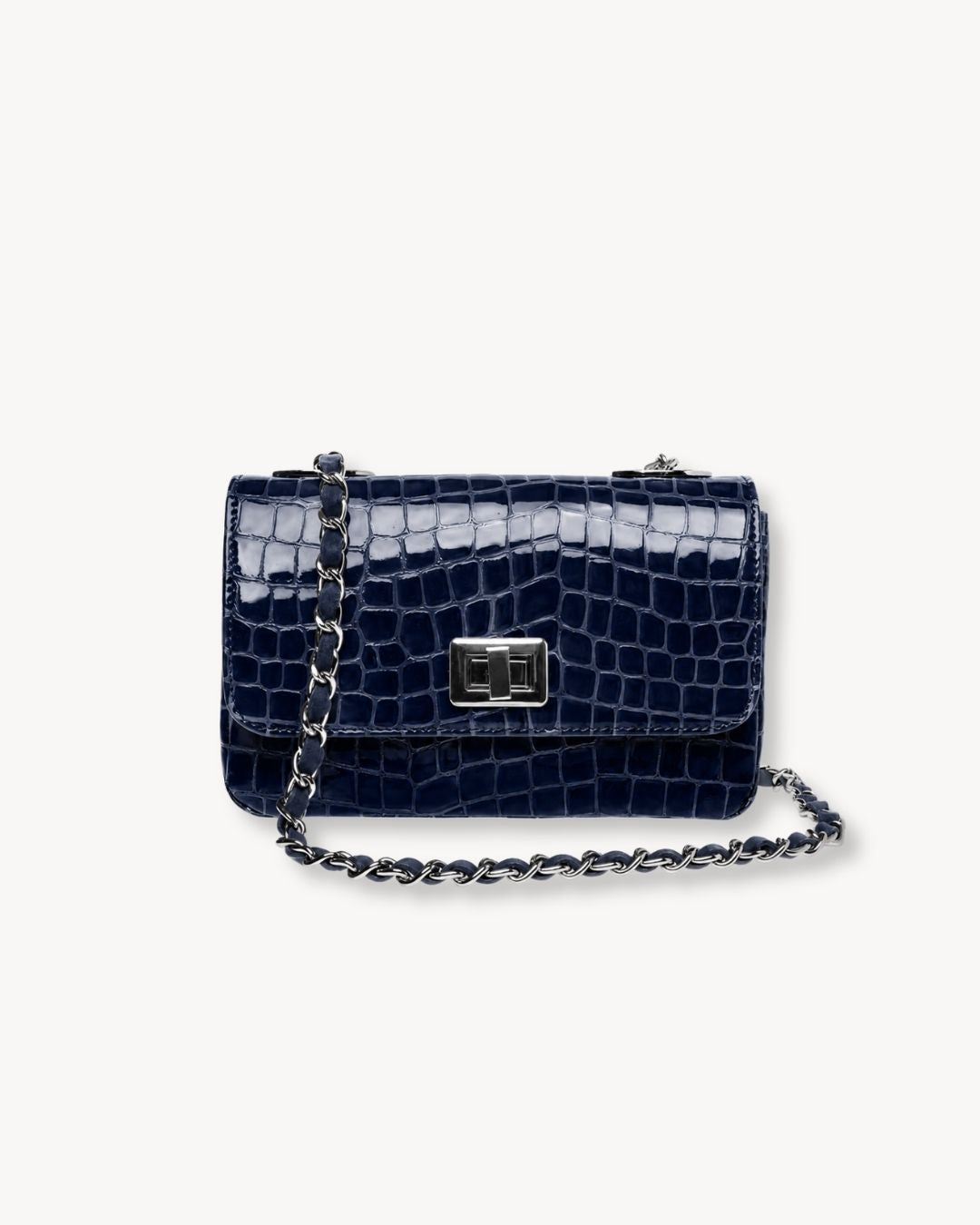 The Celia ~ Midnight Croc Crossbody Handbag