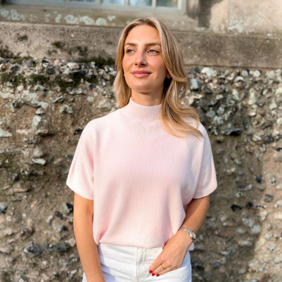 Sofia Short Sleeve Knit – Peony Pink