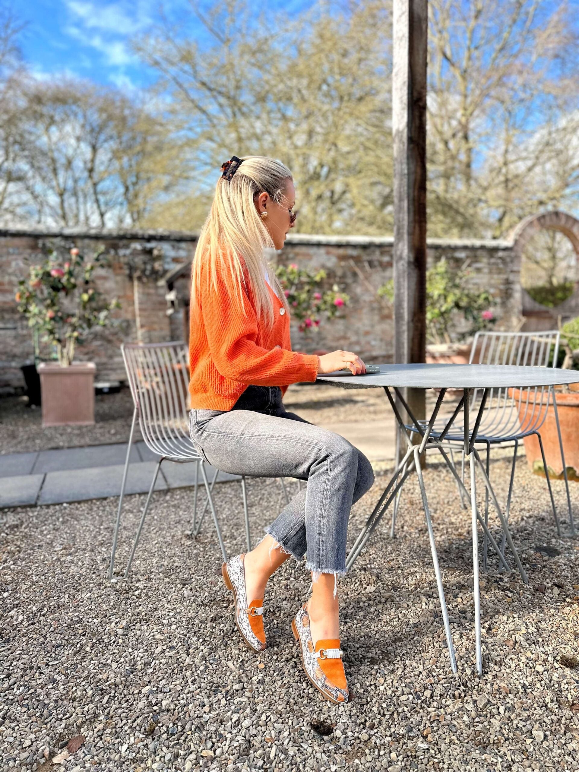 Orange Snake Print Loafer