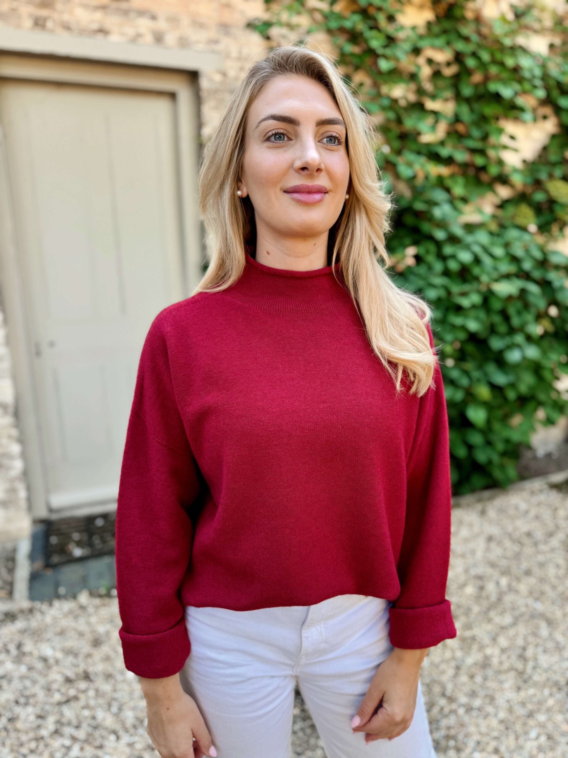 Emilia High Neck Knit - Berry