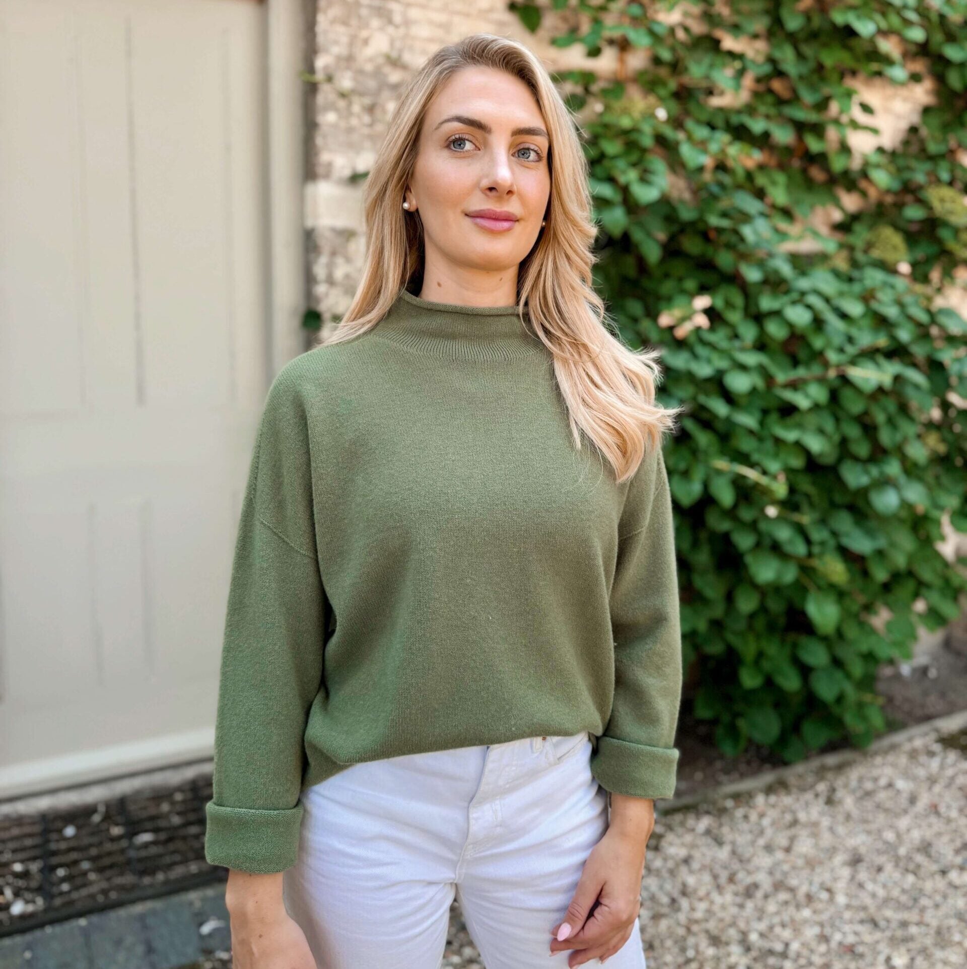 Emilia High Neck Knit - Olive