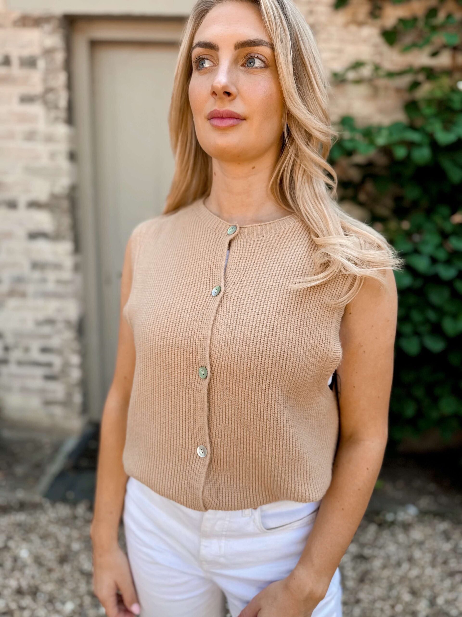 Biscuit Button through Tank Top