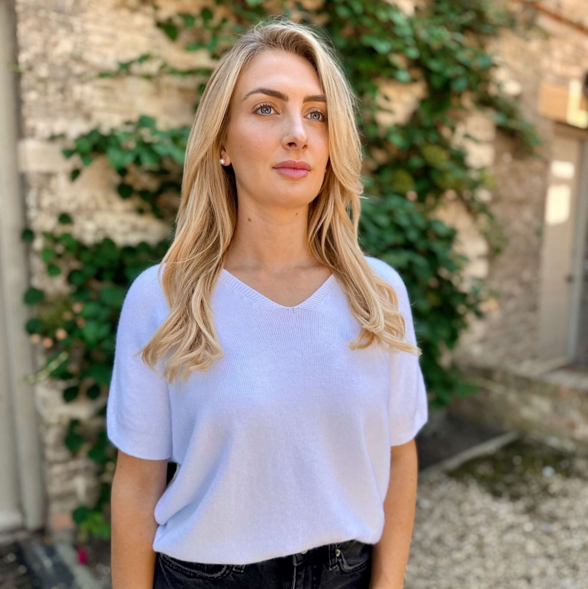 Alessia V Neck Knit - White