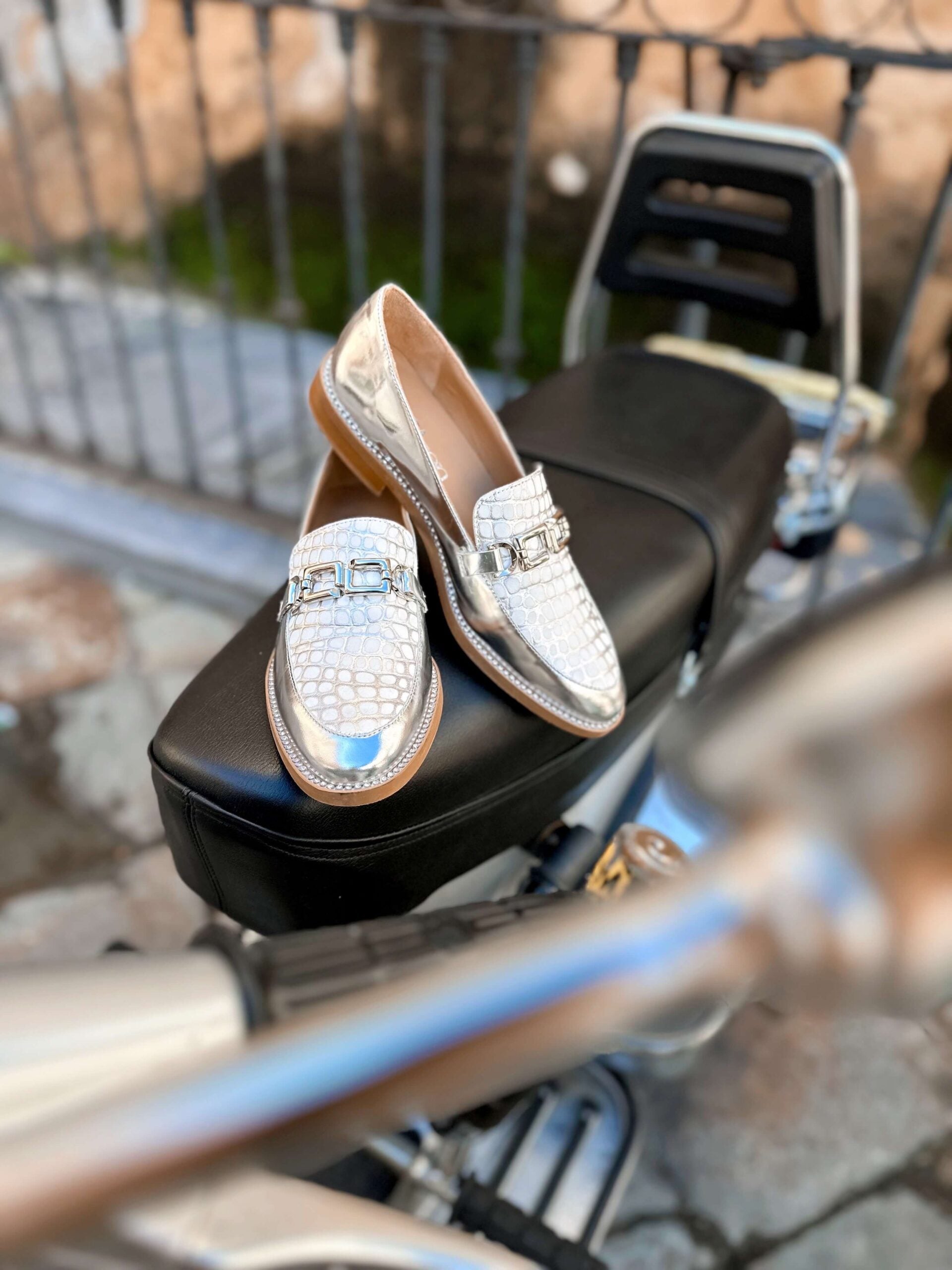 Silver & White Loafer