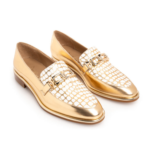 Gold & White Loafer
