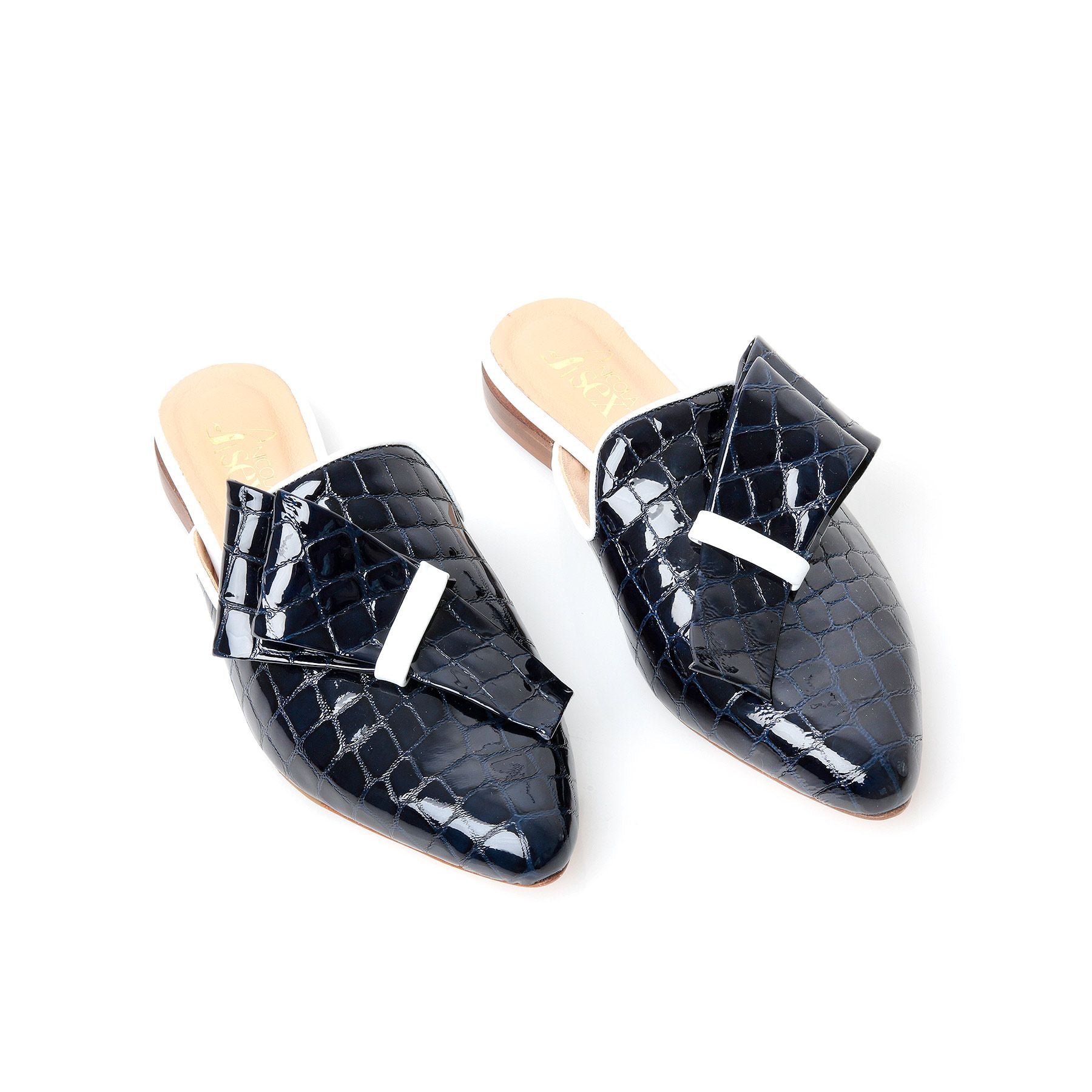 Navy Croc Mule