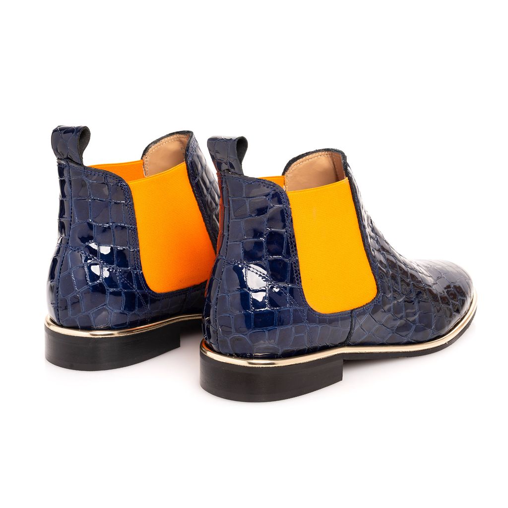 Navy & Mandarin Chelsea Boot