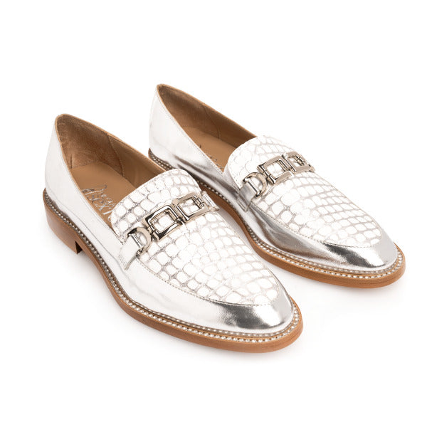 Silver & White Loafer