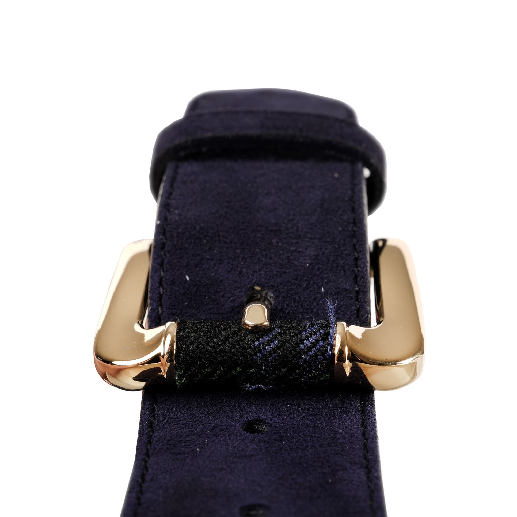 Navy Suede Belt - Gold Hardware