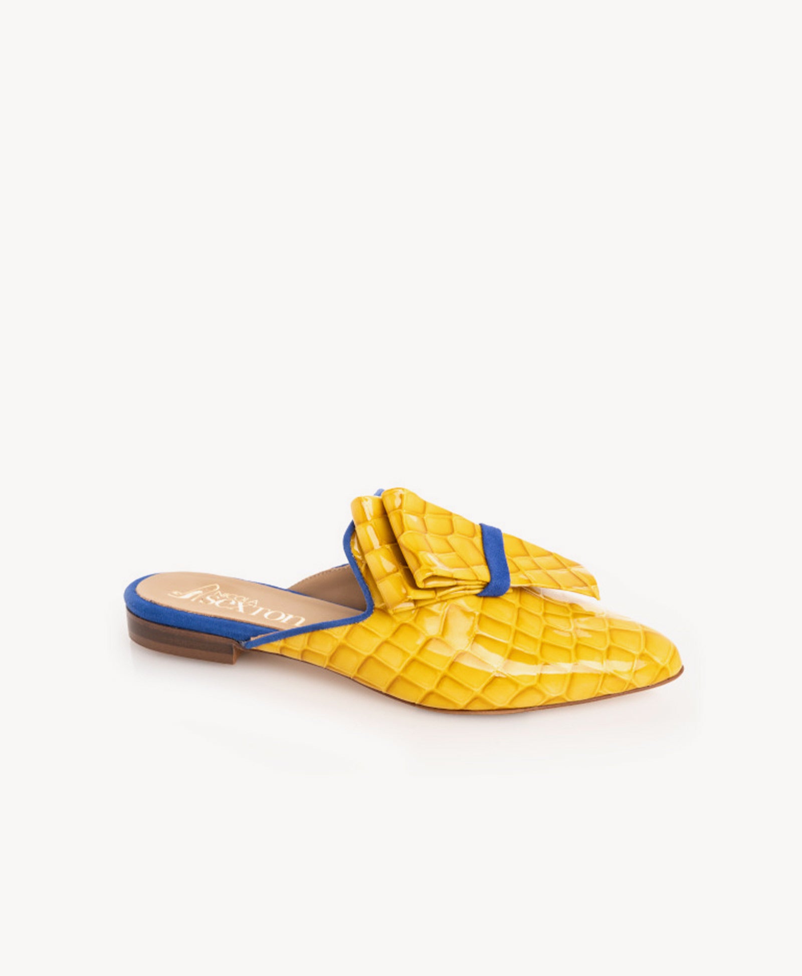 Yellow Croc Pointed Mule