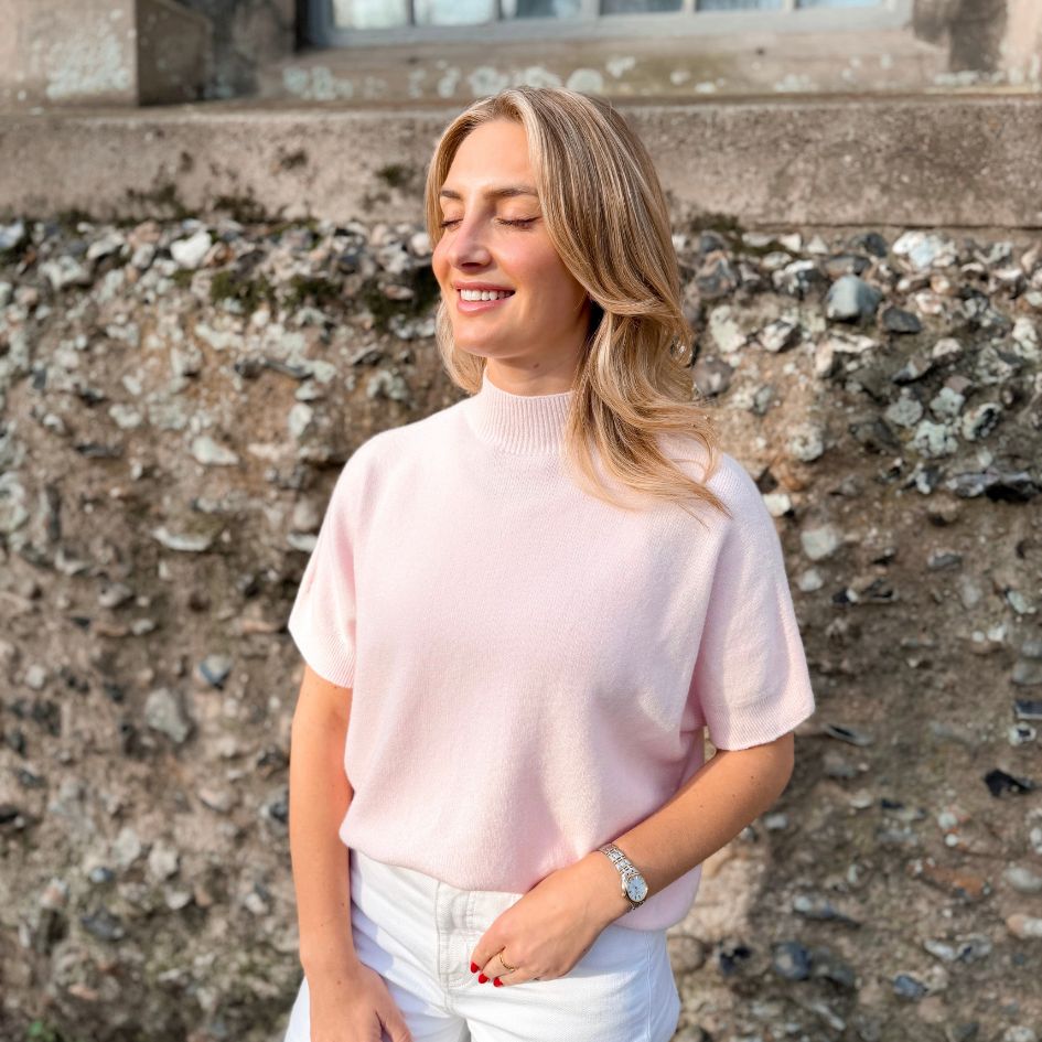 Sofia Short Sleeve Knit – Peony Pink