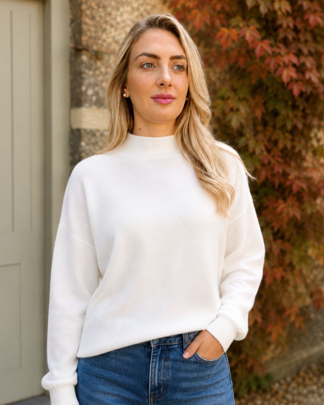 Emilia High Neck Knit – Winter White