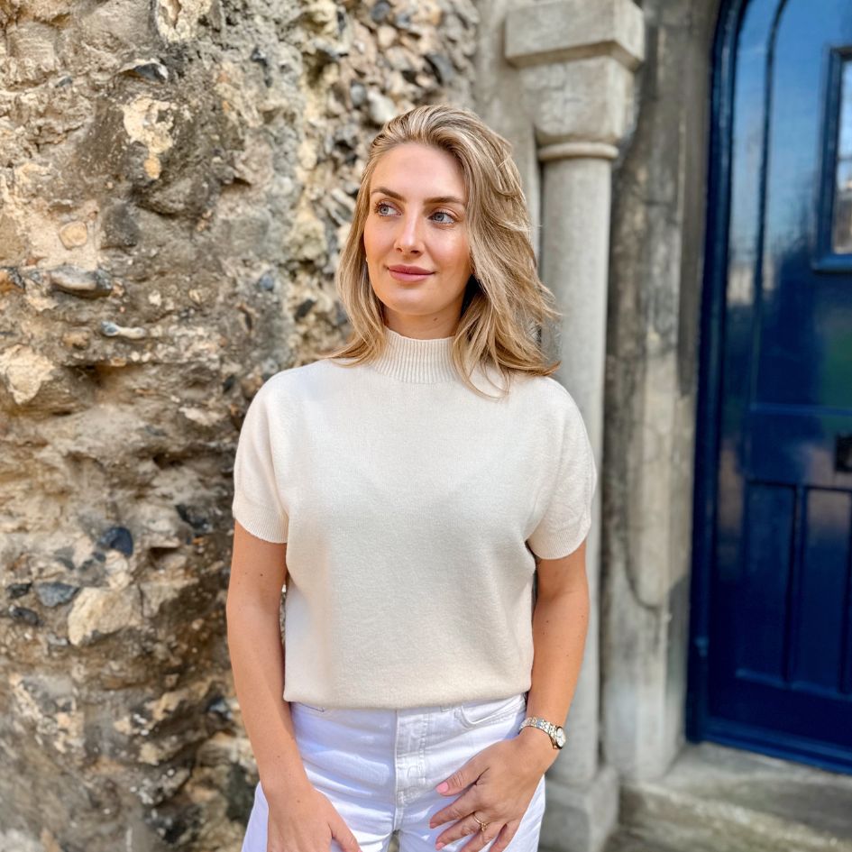 Sofia Short Sleeve Knit – Soft Cream