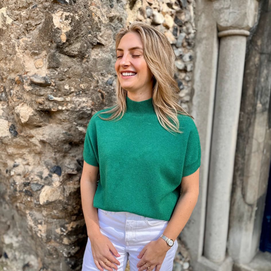 Sofia Short Sleeve Knit – Evergreen