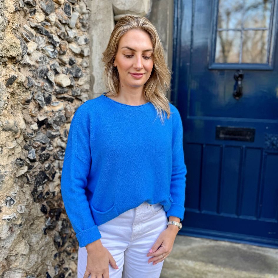 Lucia Pocket Knit – Royal Blue