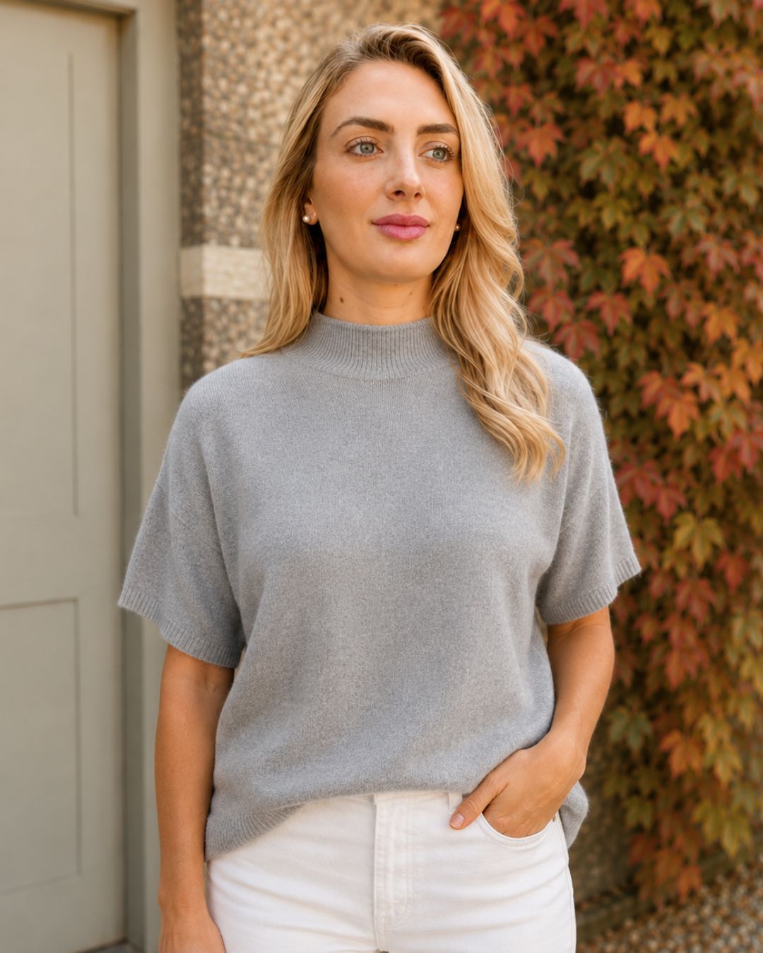 Sofia Short Sleeve Knit – Steele Grey