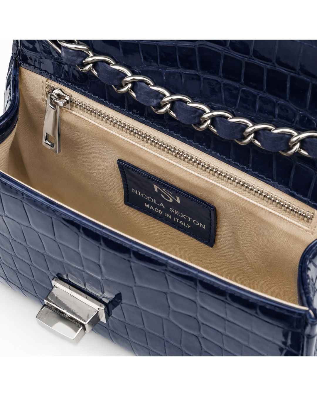 The Celia ~ Midnight Croc Crossbody Handbag