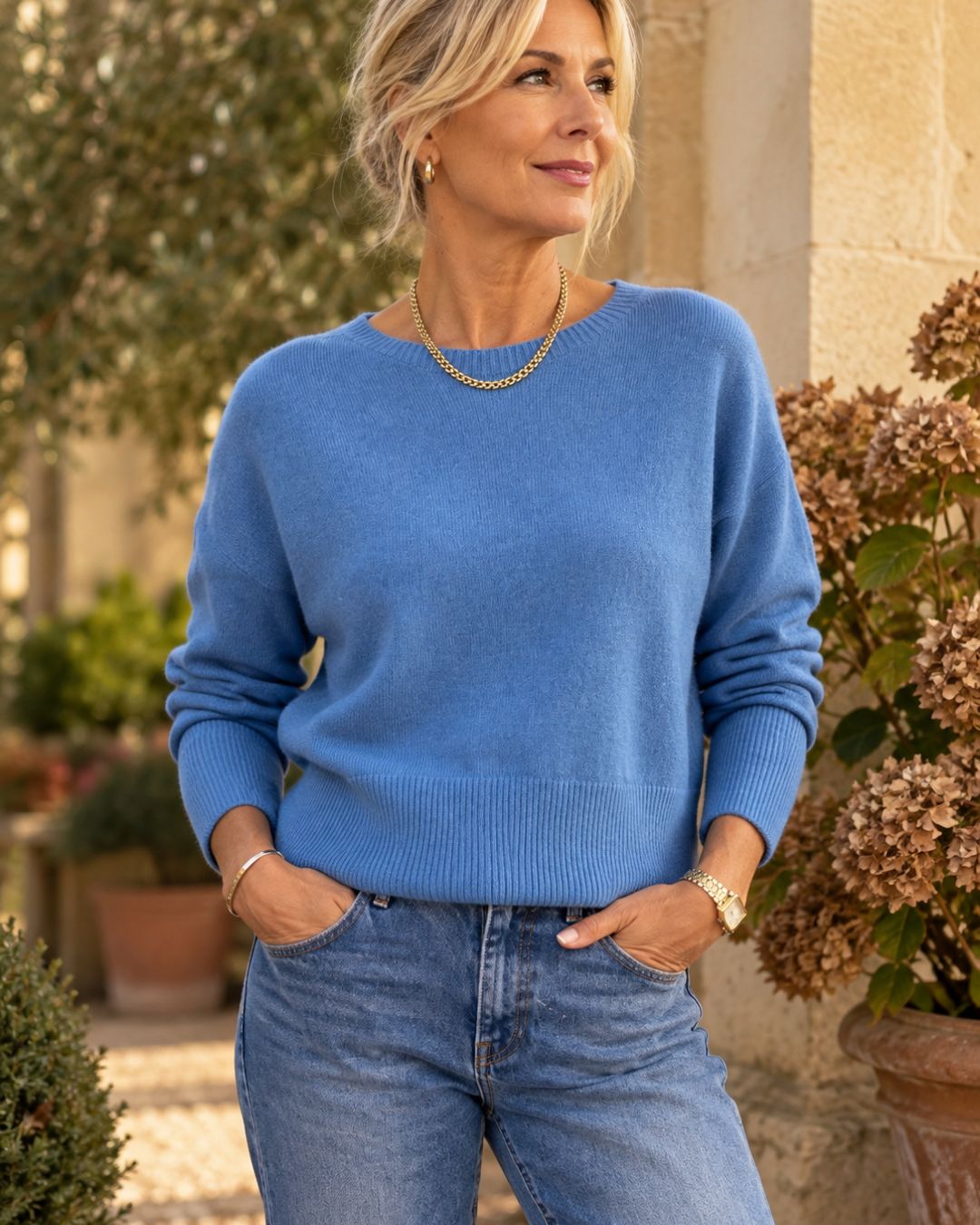 Elena Crew Neck – Cornflower Blue