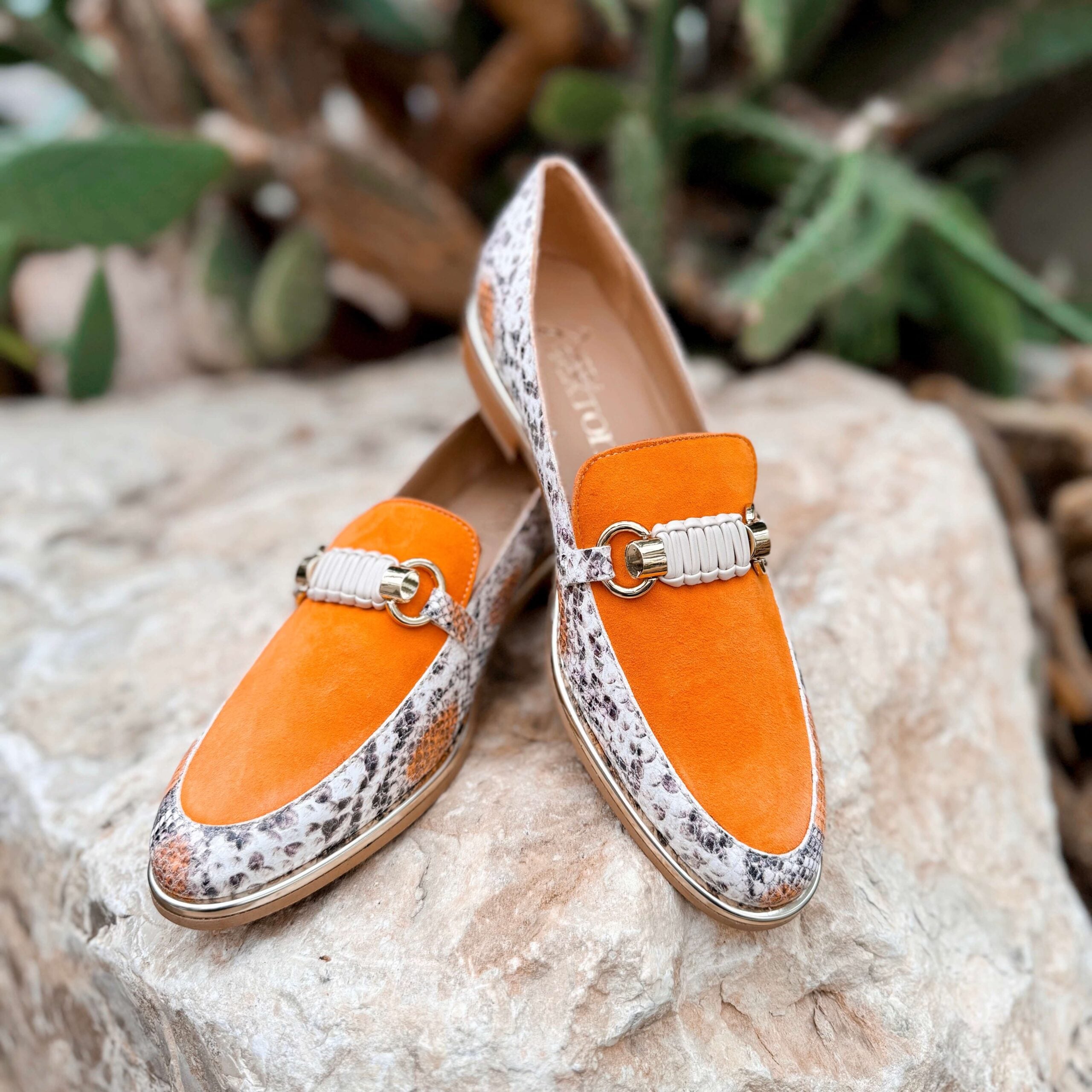 Orange Snake Print Loafer