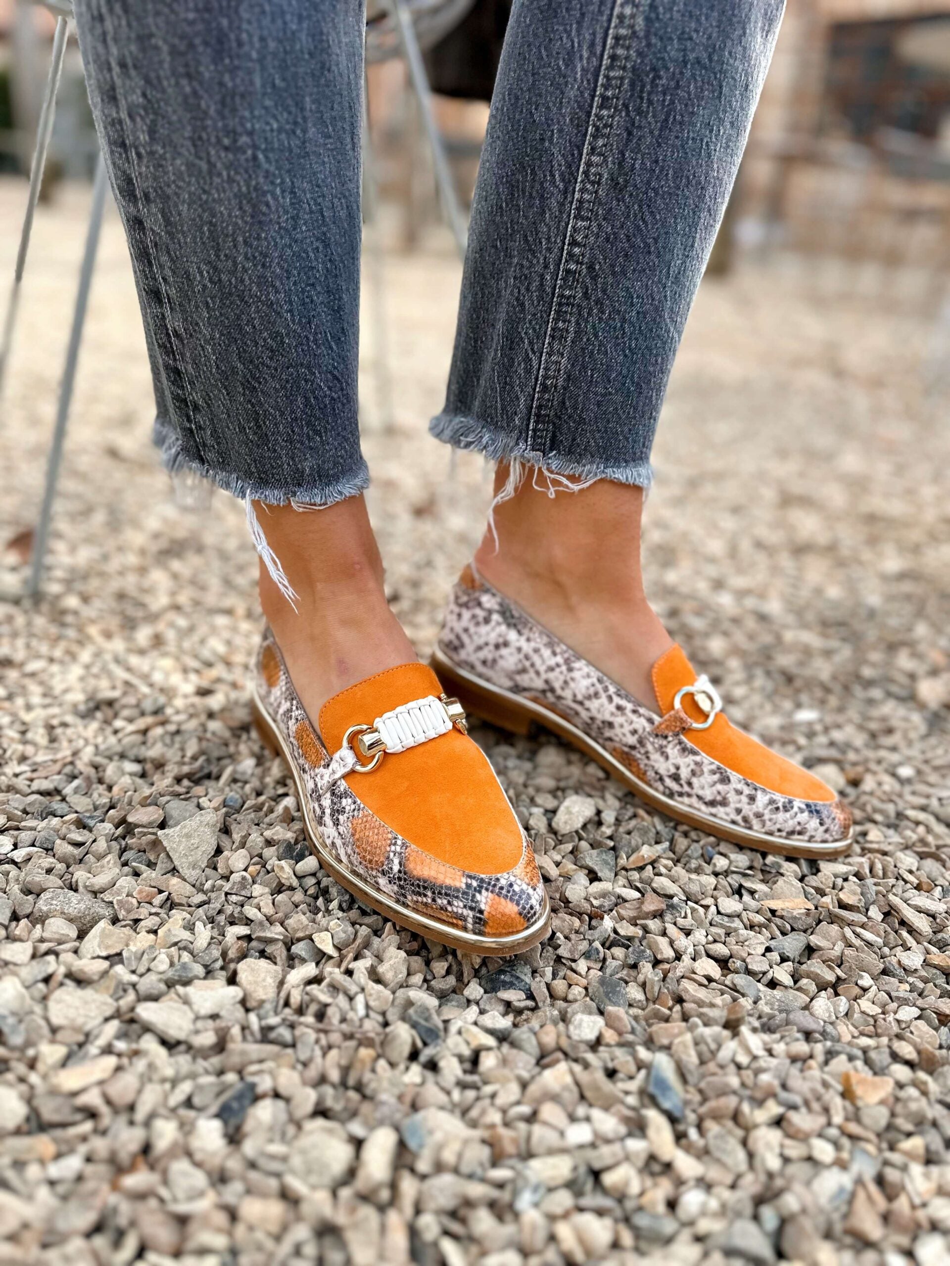 Orange Snake Print Loafer