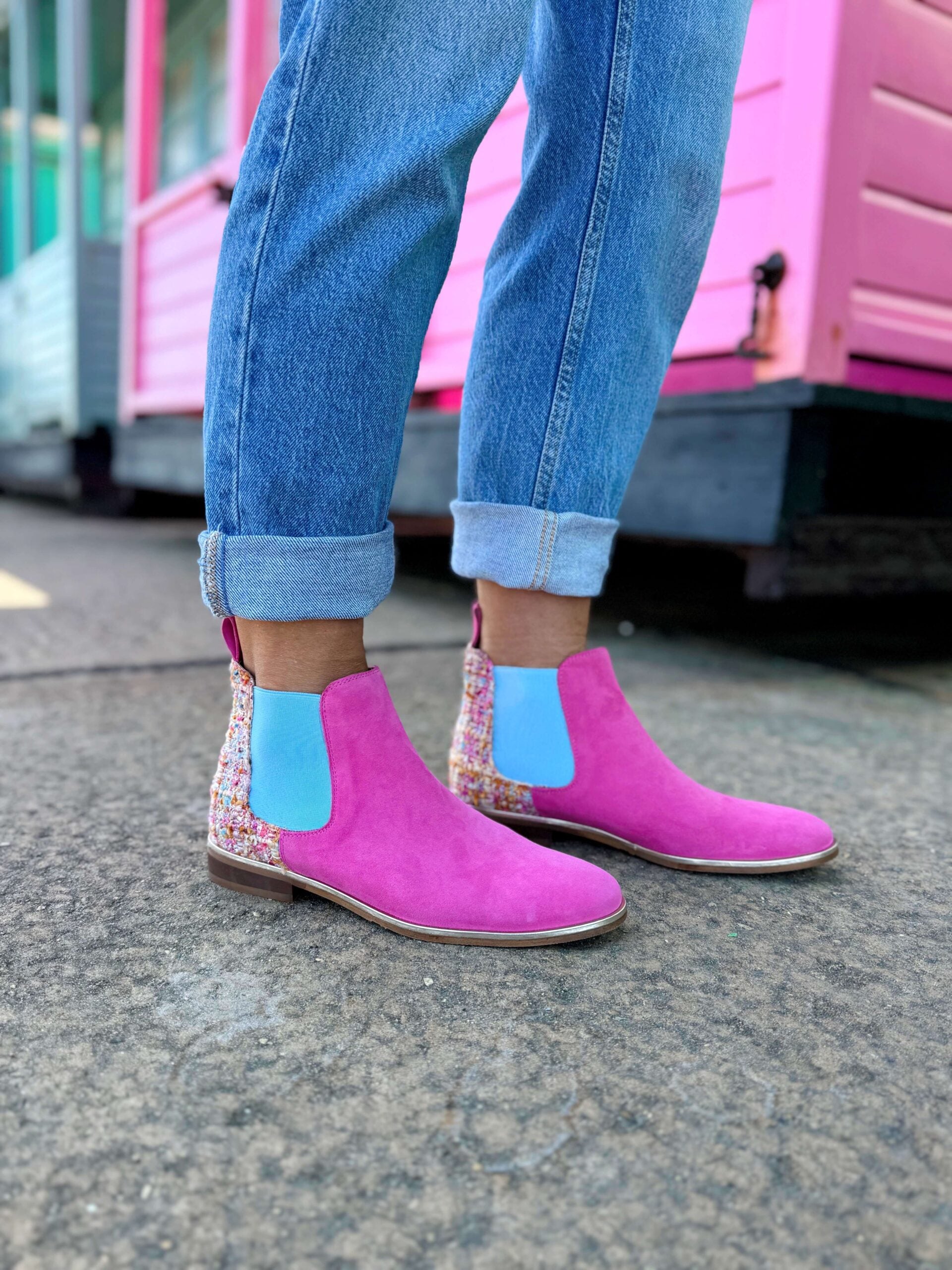 Pink Tweed Chelsea Boot