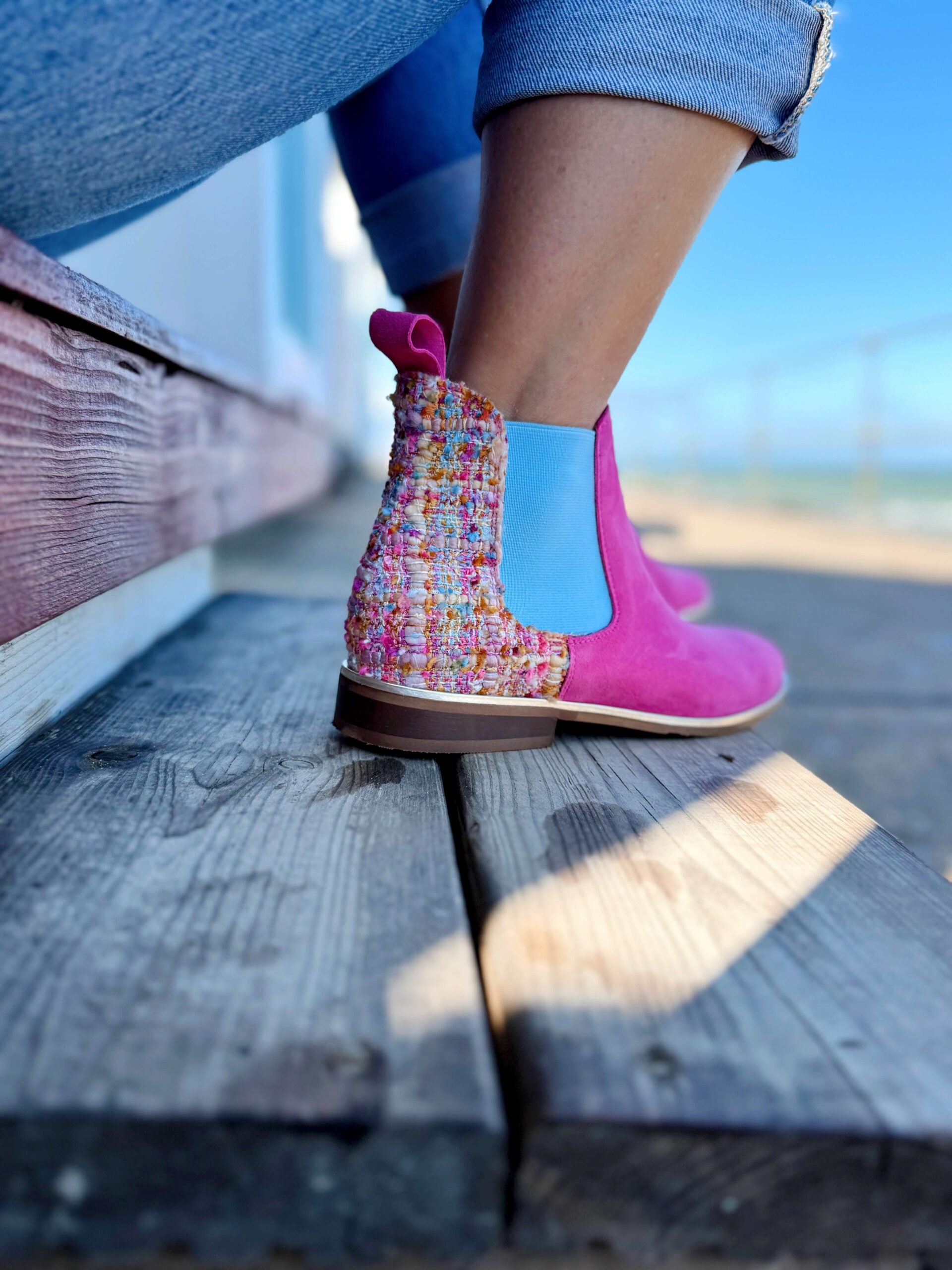Pink Tweed Chelsea Boot