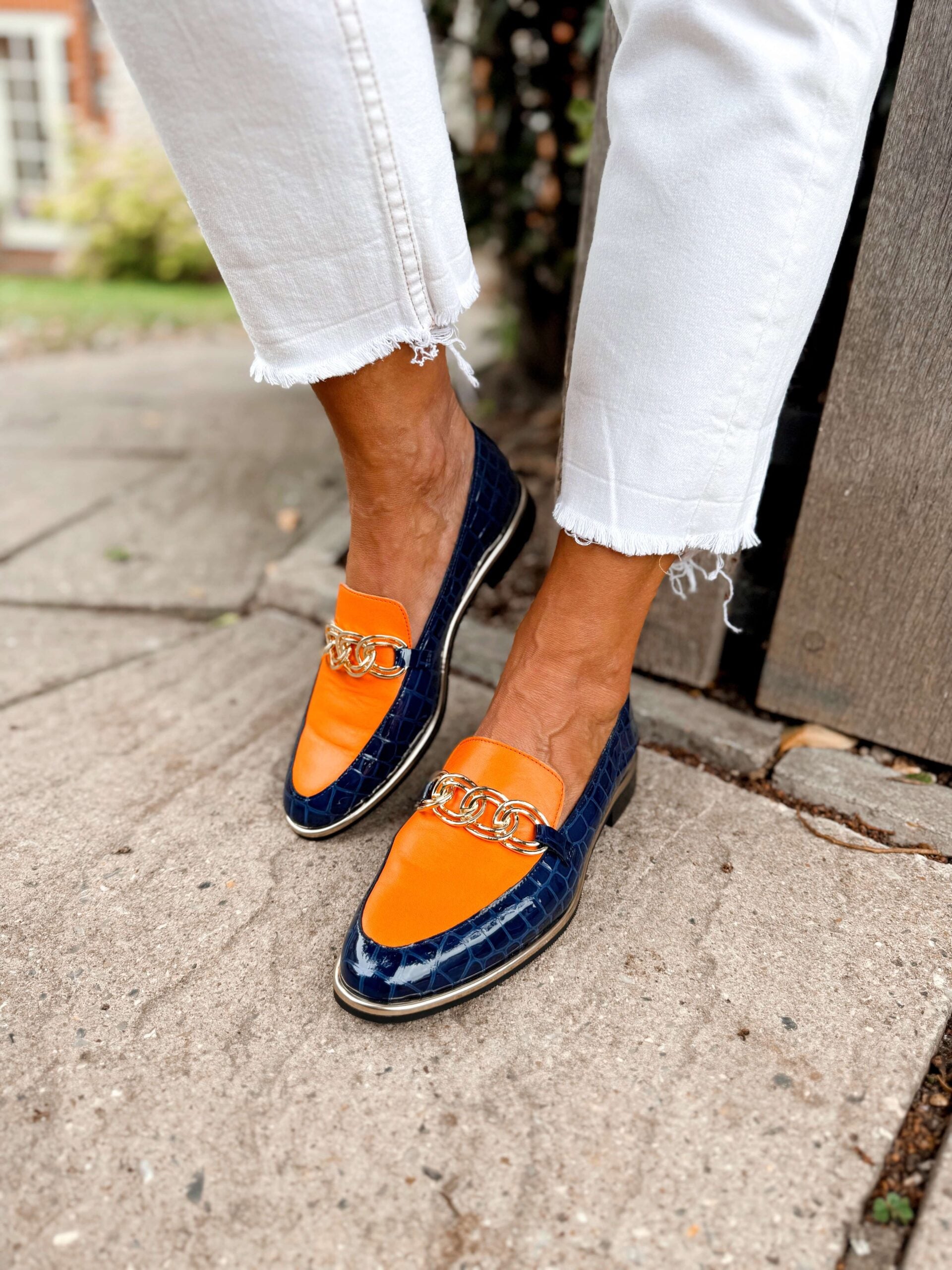 Navy & Mandarin Loafer