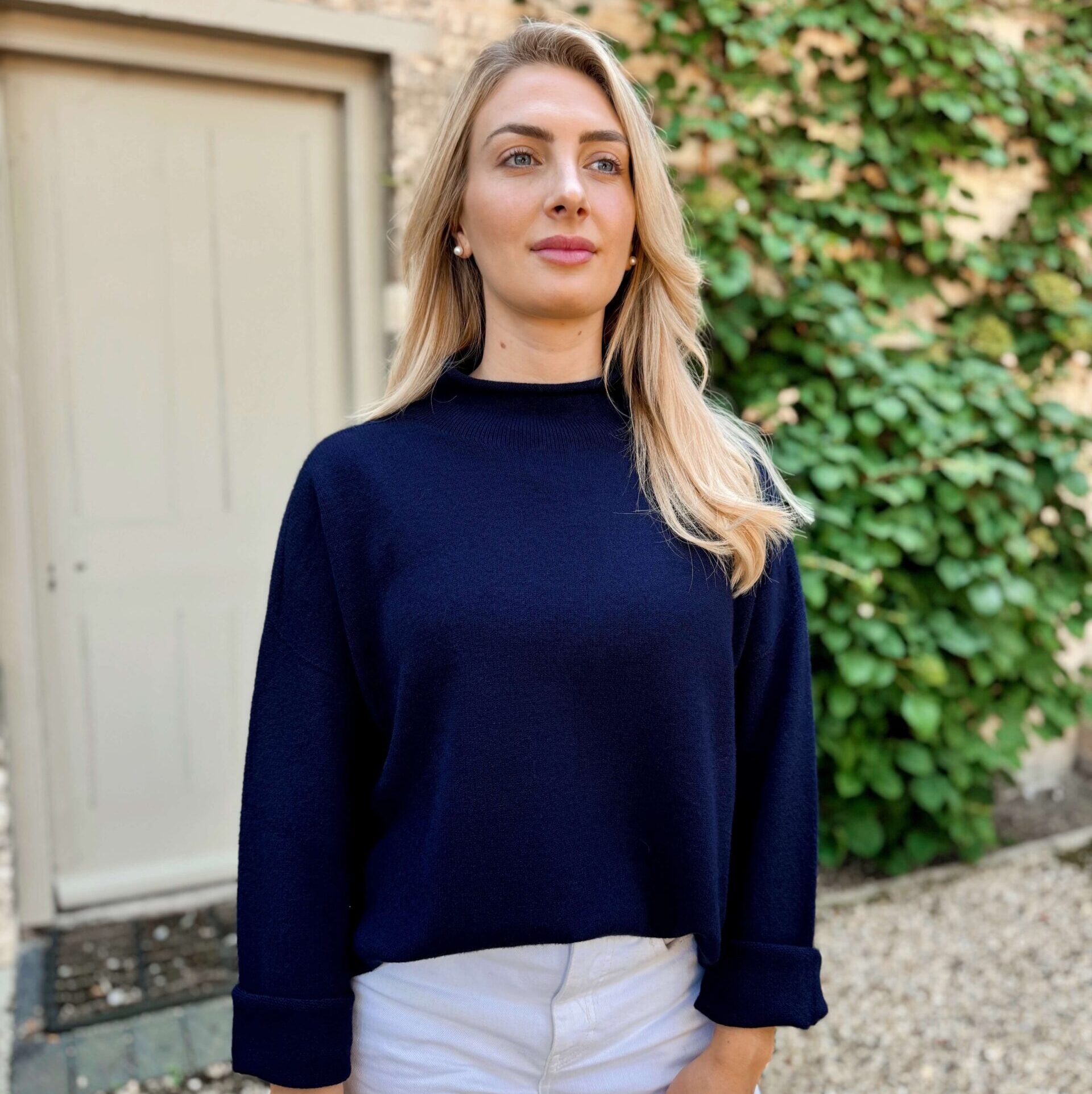 Emilia High Neck Knit - Navy