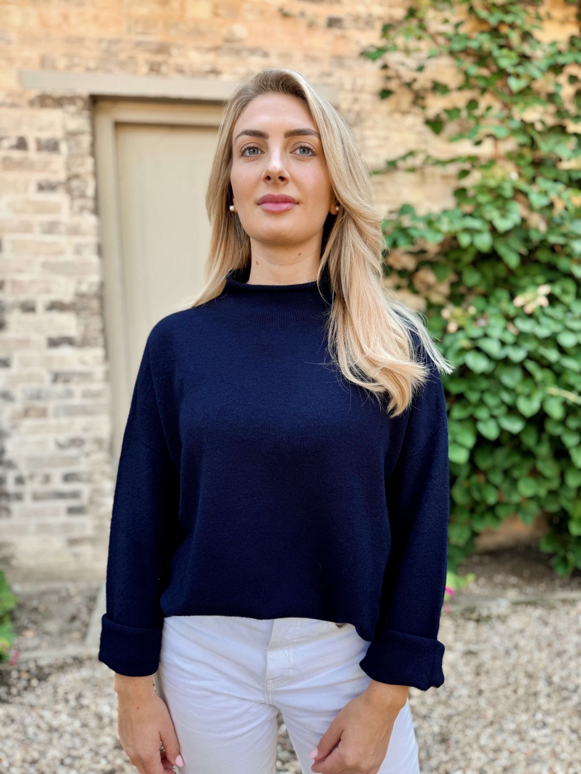 Emilia High Neck Knit - Navy
