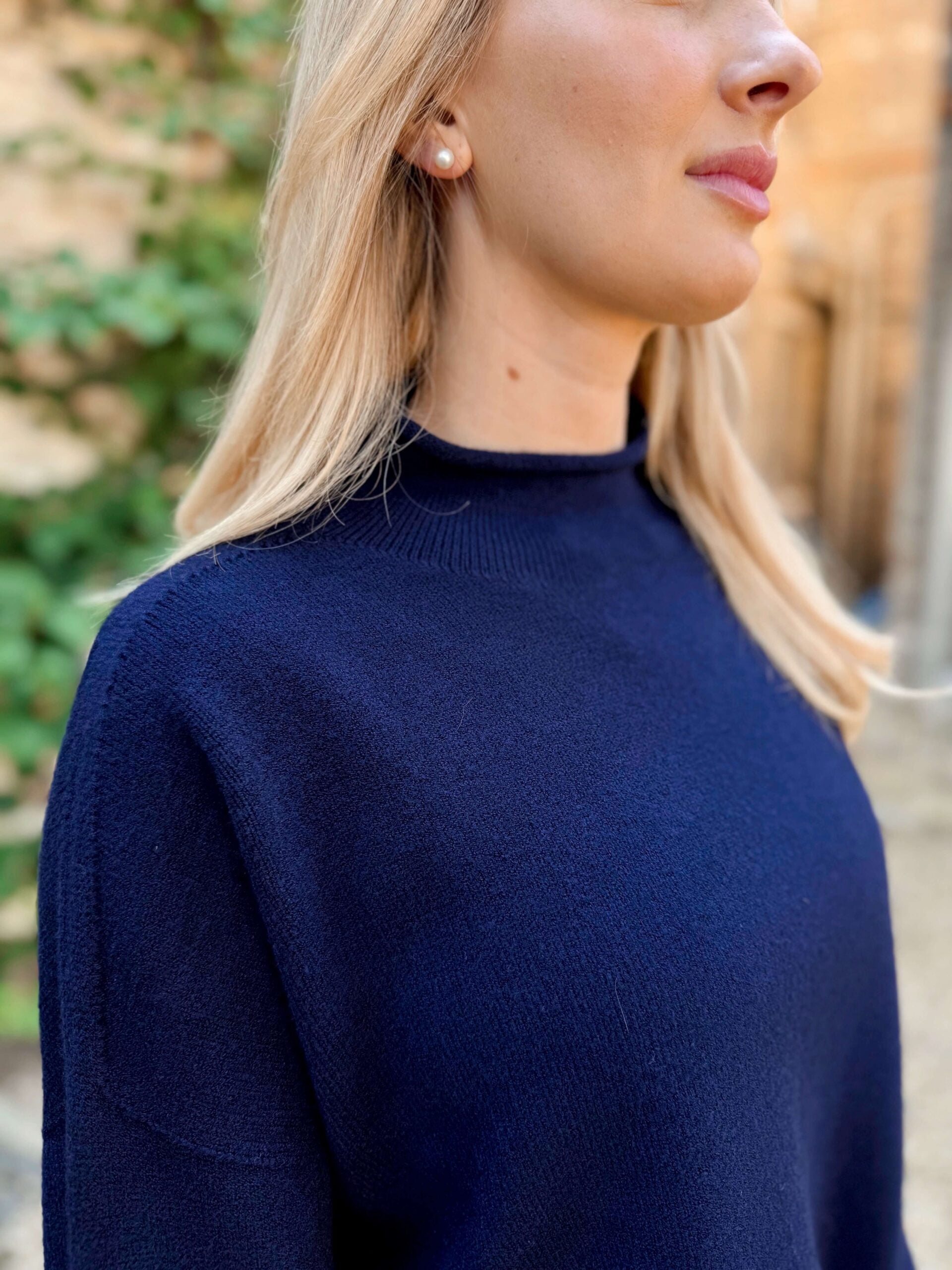 Emilia High Neck Knit - Navy