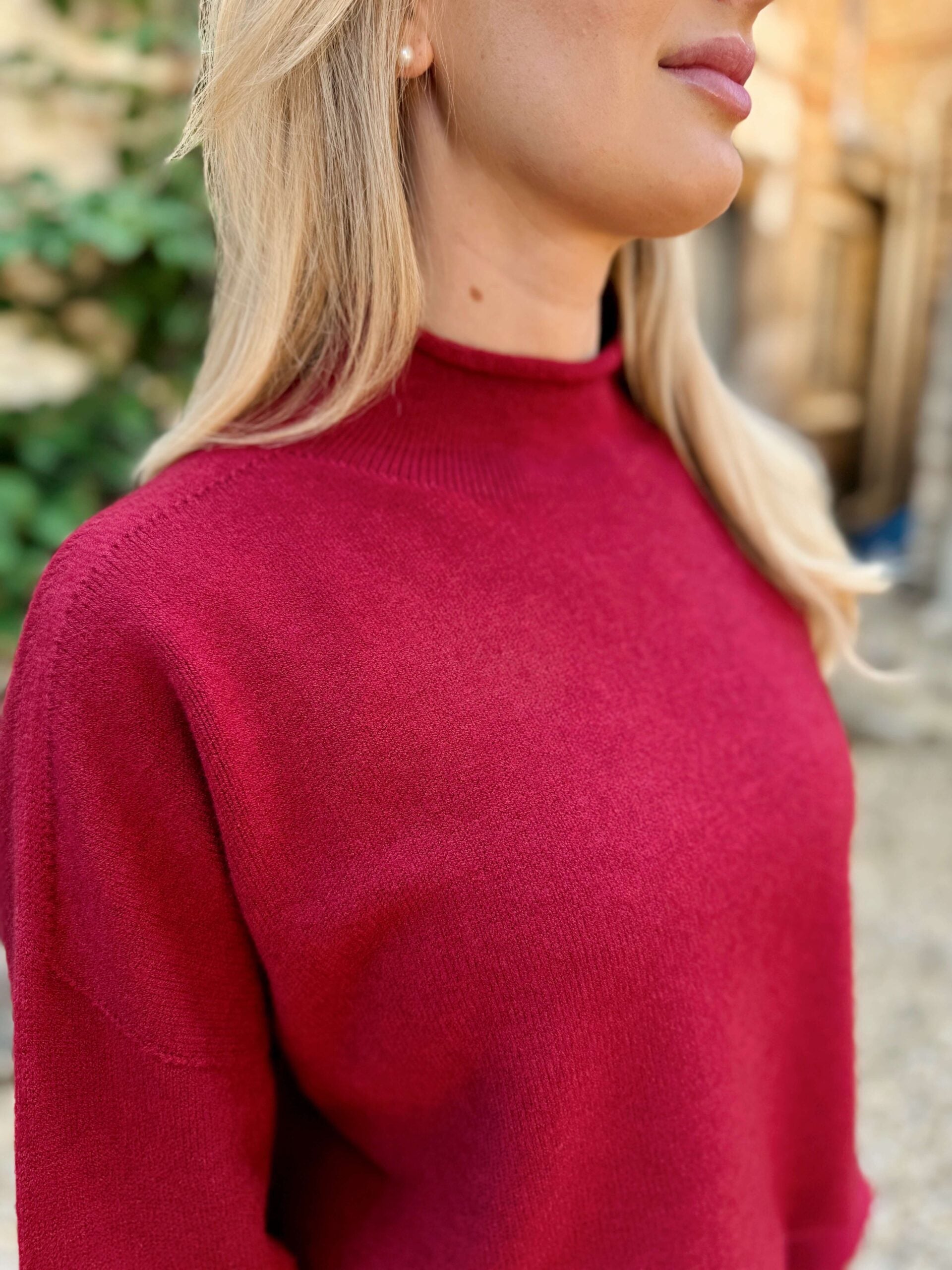 Emilia High Neck Knit - Berry