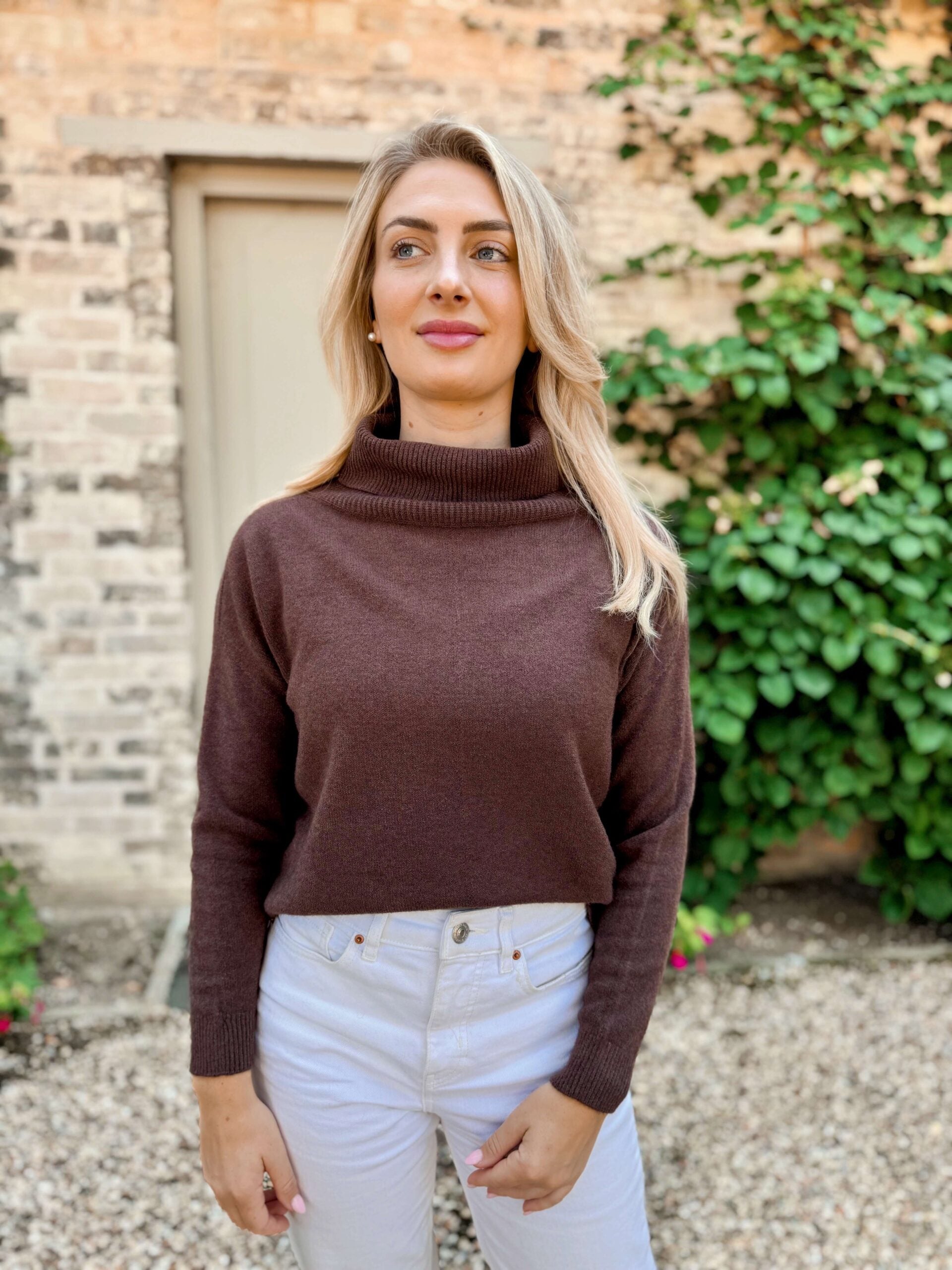Elena Roll Neck Knit - Chocolate