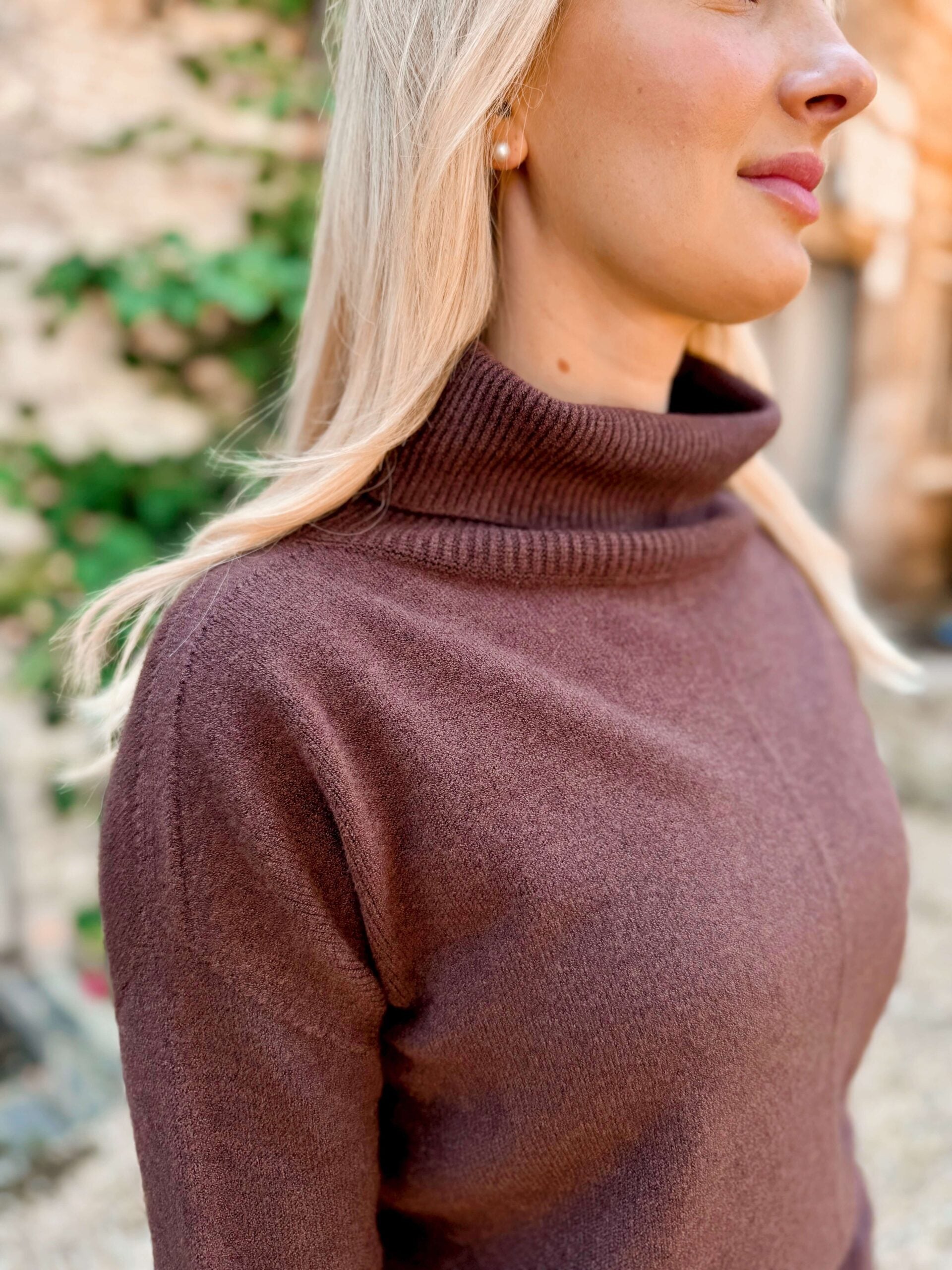 Elena Roll Neck Knit - Chocolate