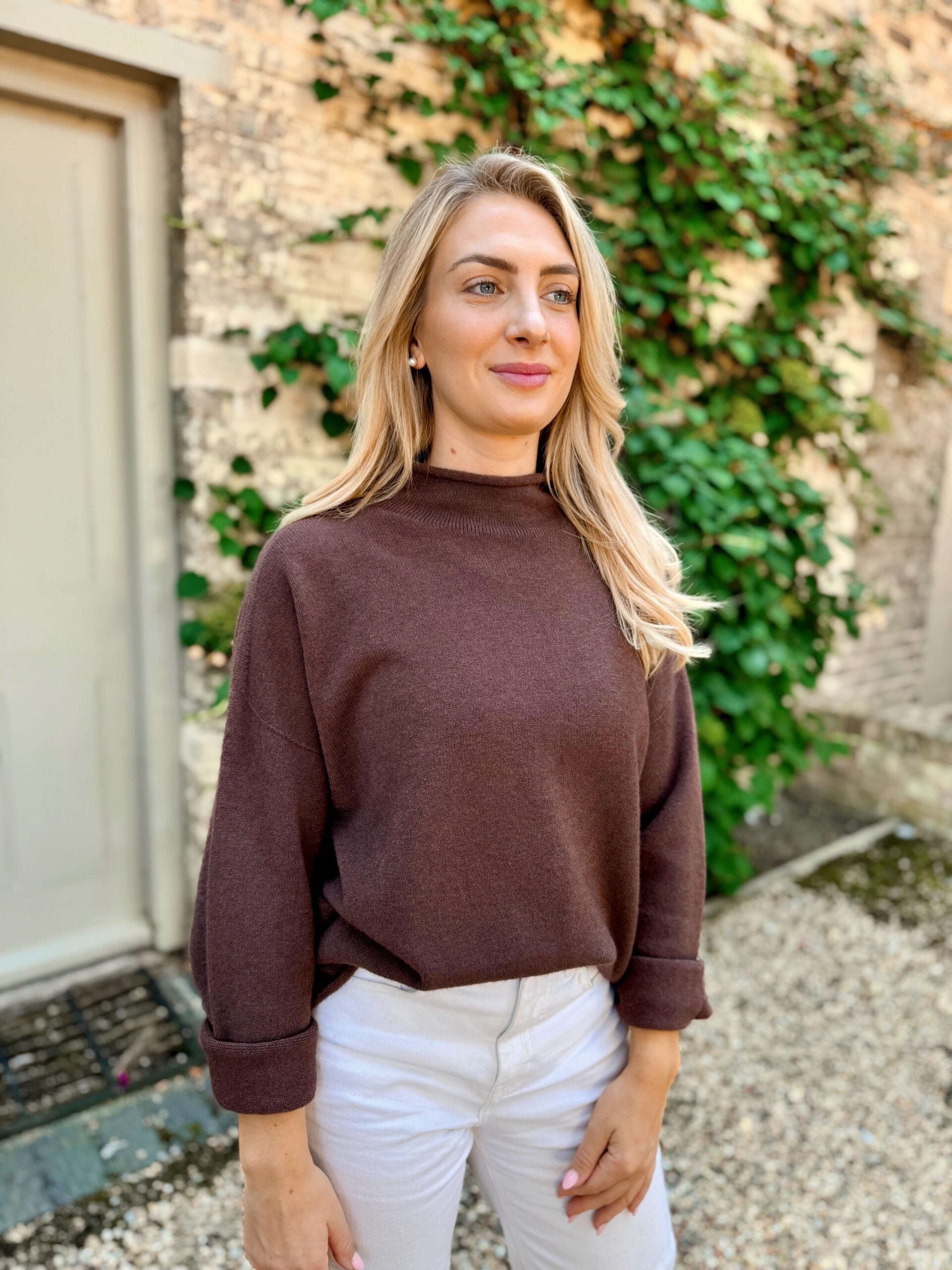 Emilia High Neck Knit - Chocolate