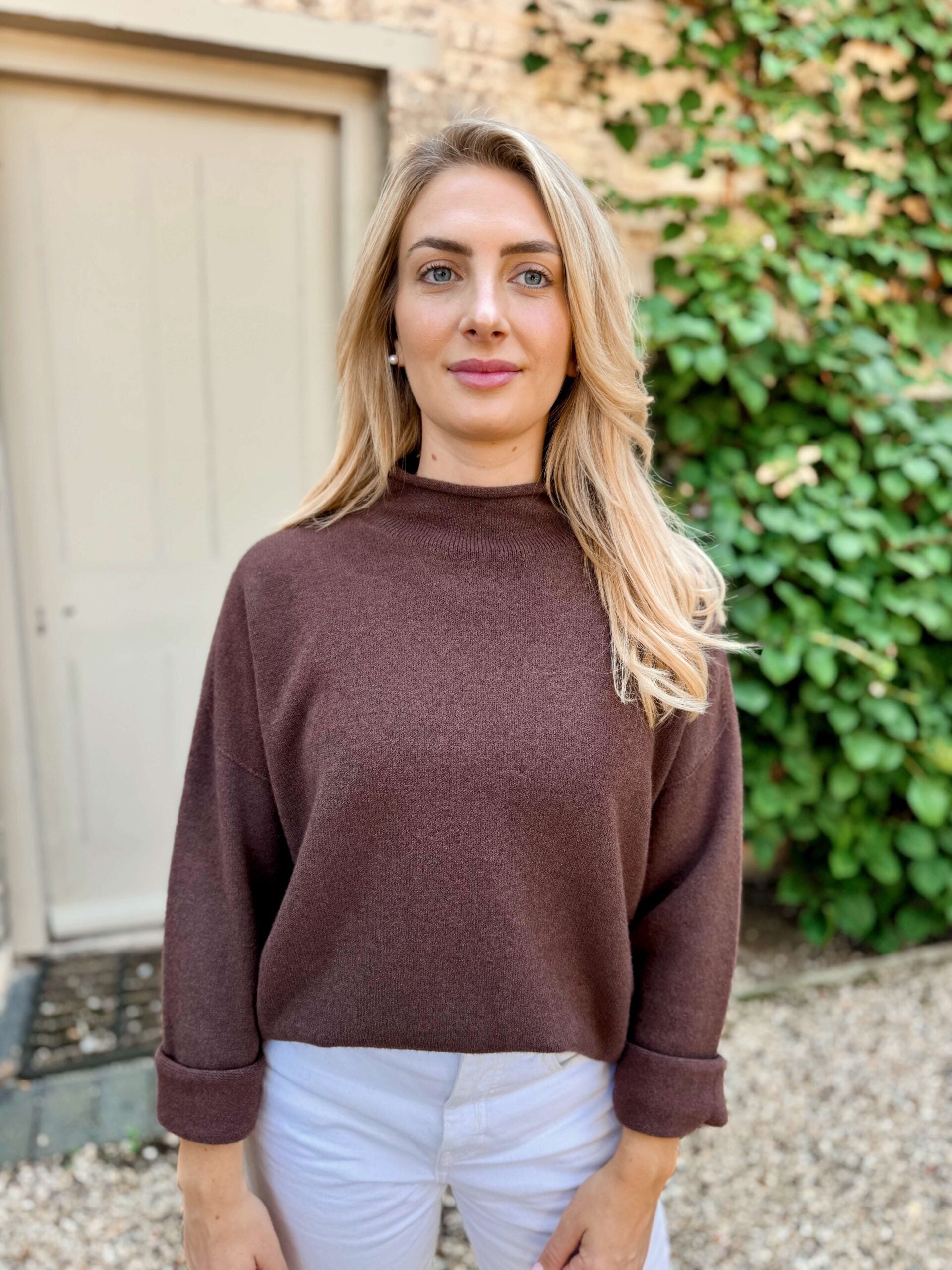 Emilia High Neck Knit - Chocolate