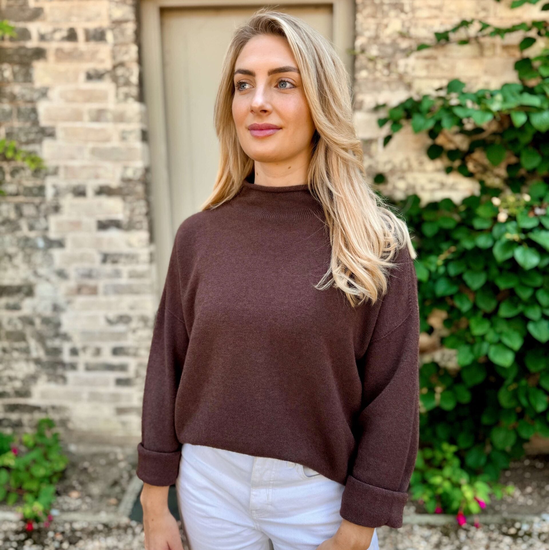 Emilia High Neck Knit - Chocolate