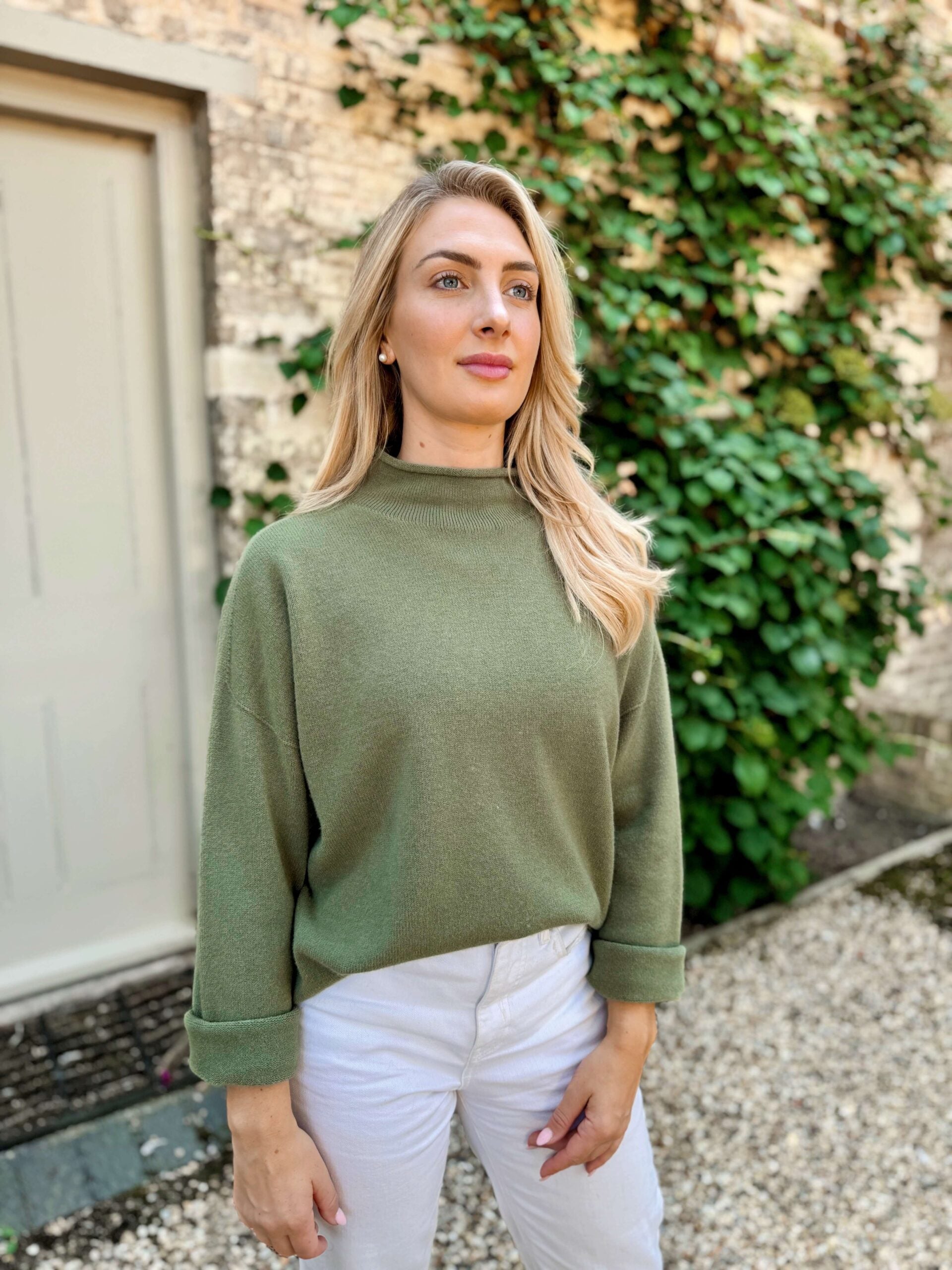 Emilia High Neck Knit - Olive