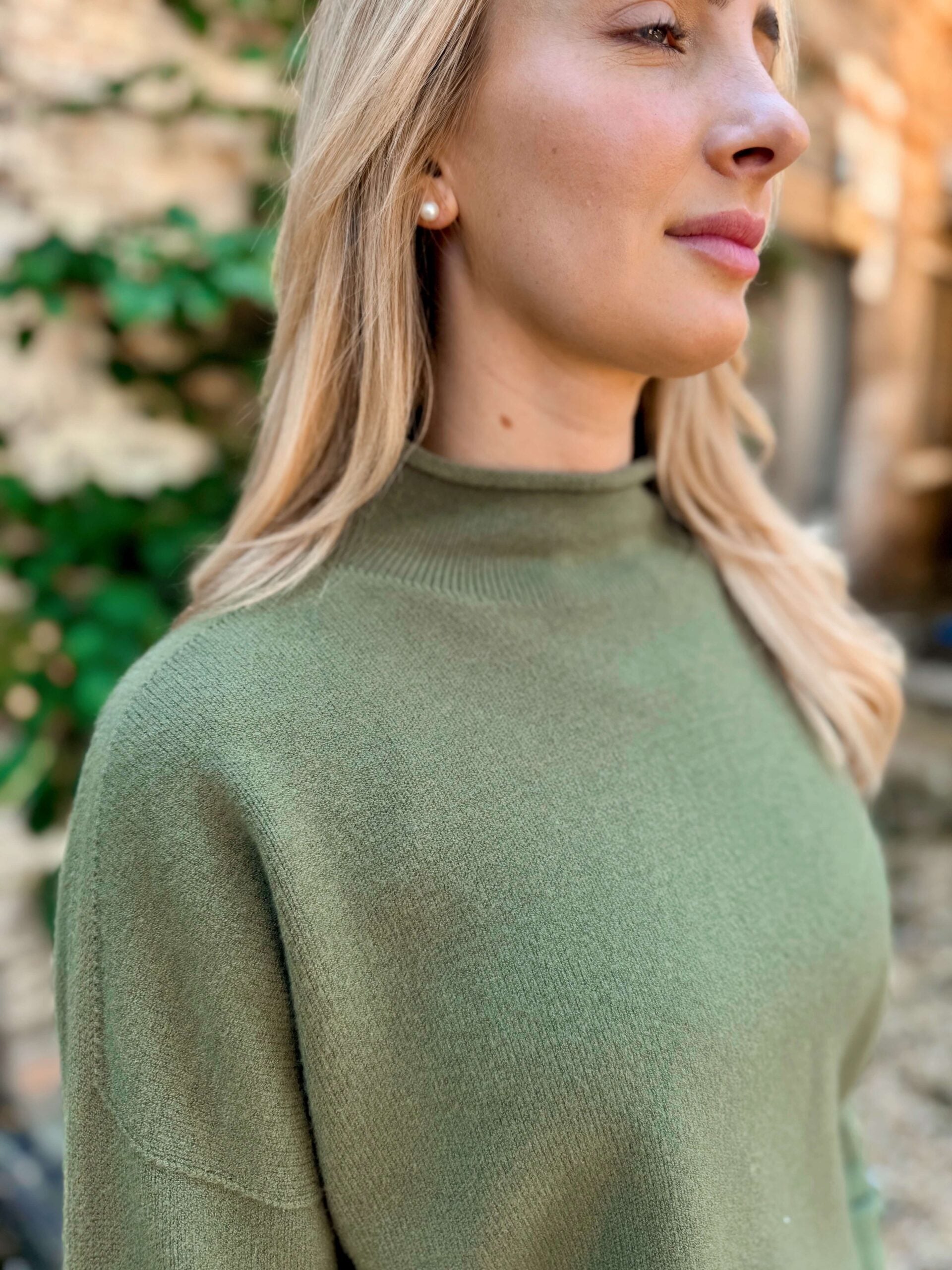 Emilia High Neck Knit - Olive