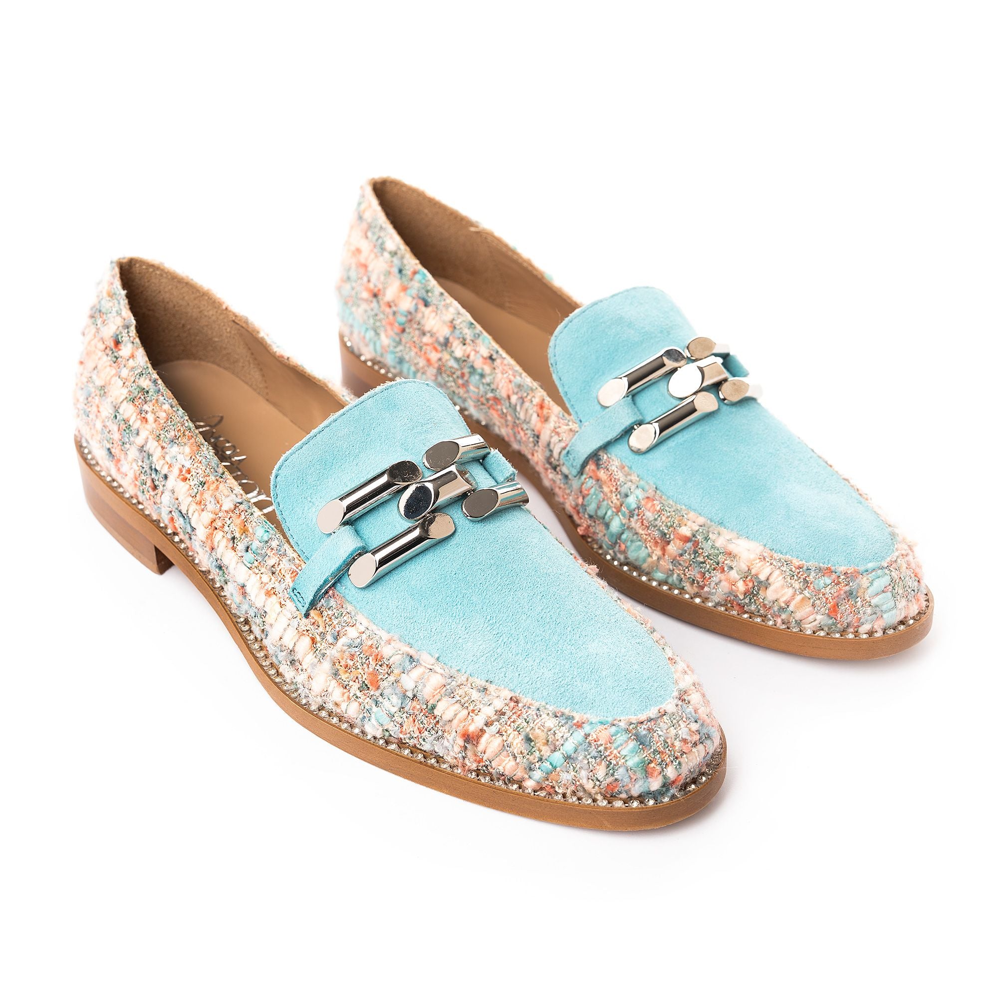 Aqua Blue Tweed Loafer
