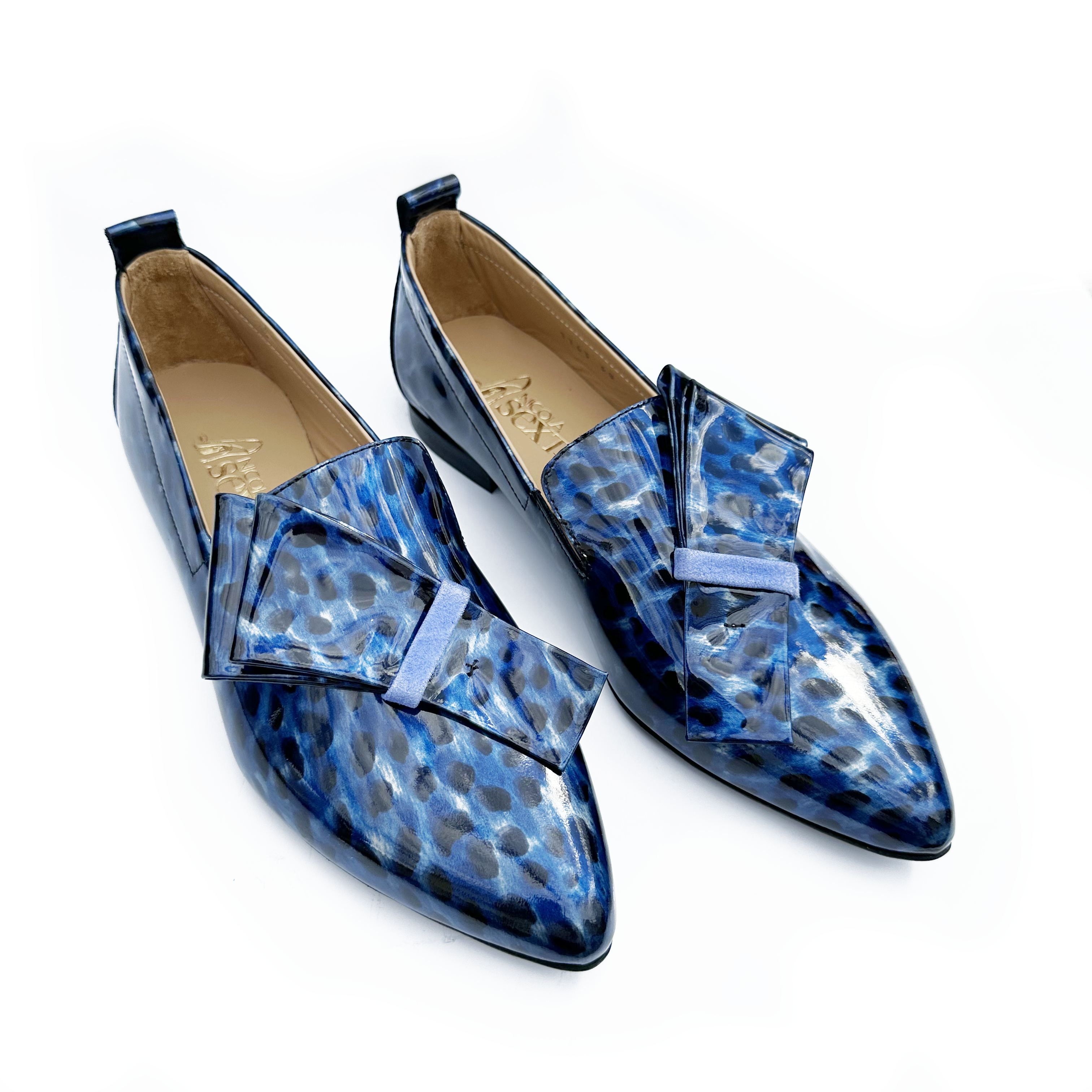 Blue Leopard Print Pointed Pump