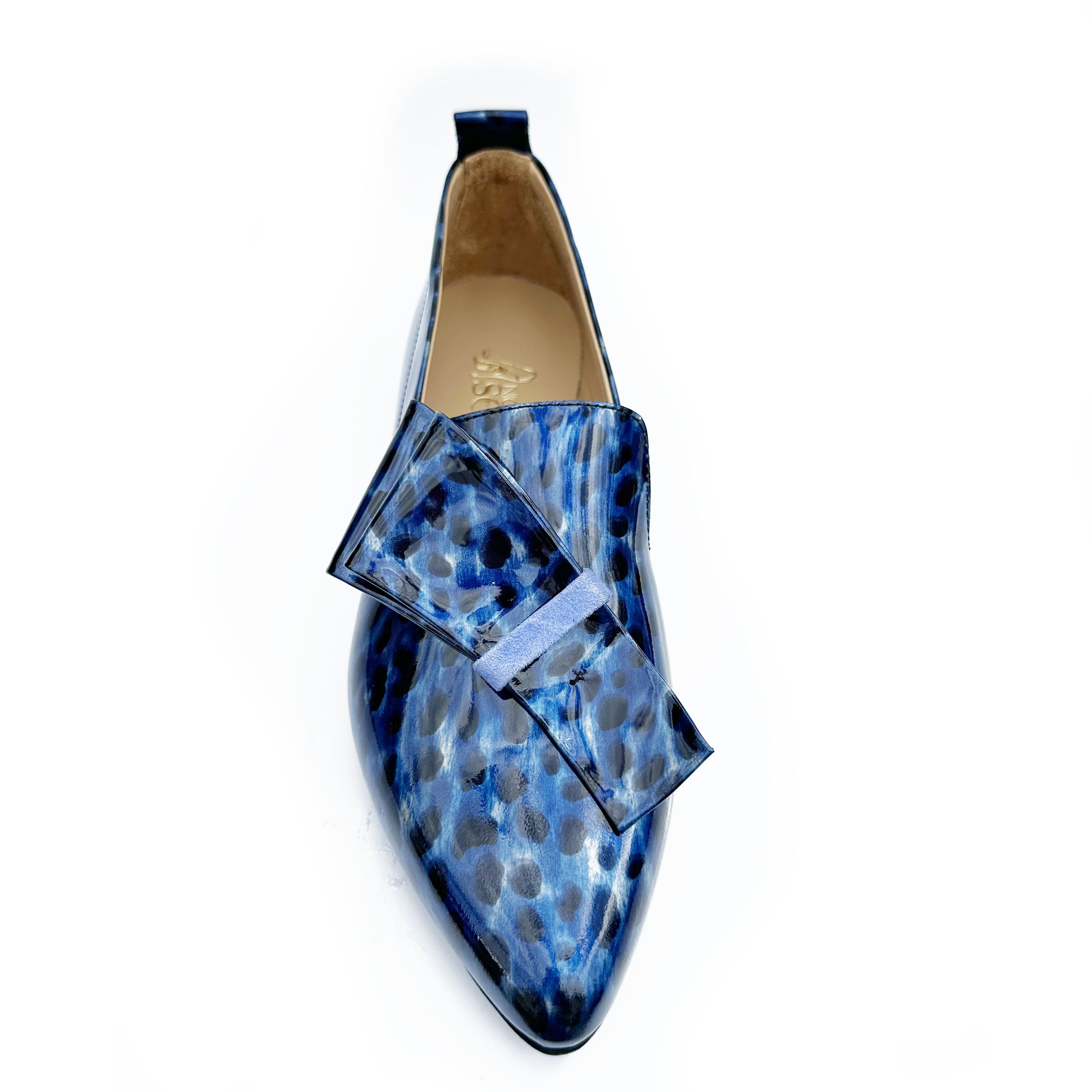 Blue Leopard Print Pointed Pump