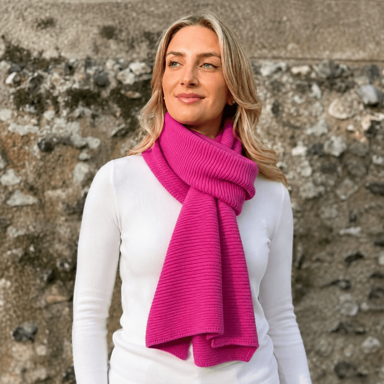 Fuchsia Knitted Scarf