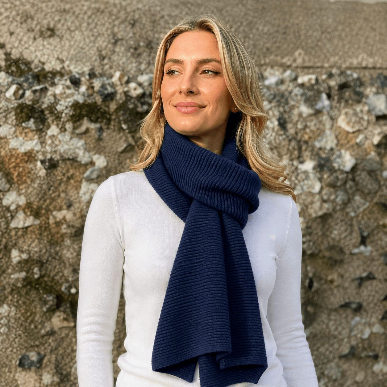 Navy Knitted Scarf