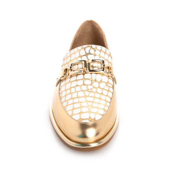 Gold & White Loafer