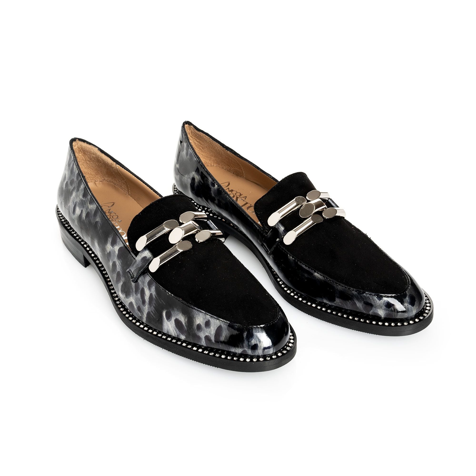 Black Patent Leopard Print Loafer