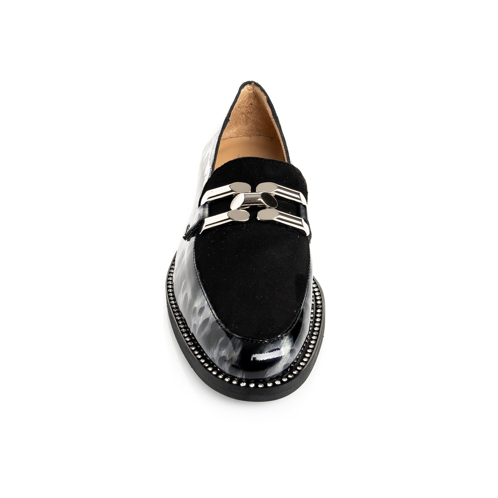 Black Patent Leopard Print Loafer