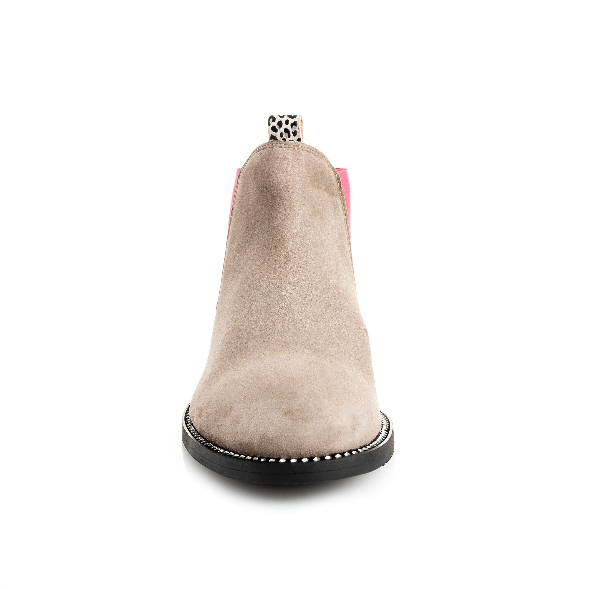 Grey Suede Leopard Print Chelsea Boot