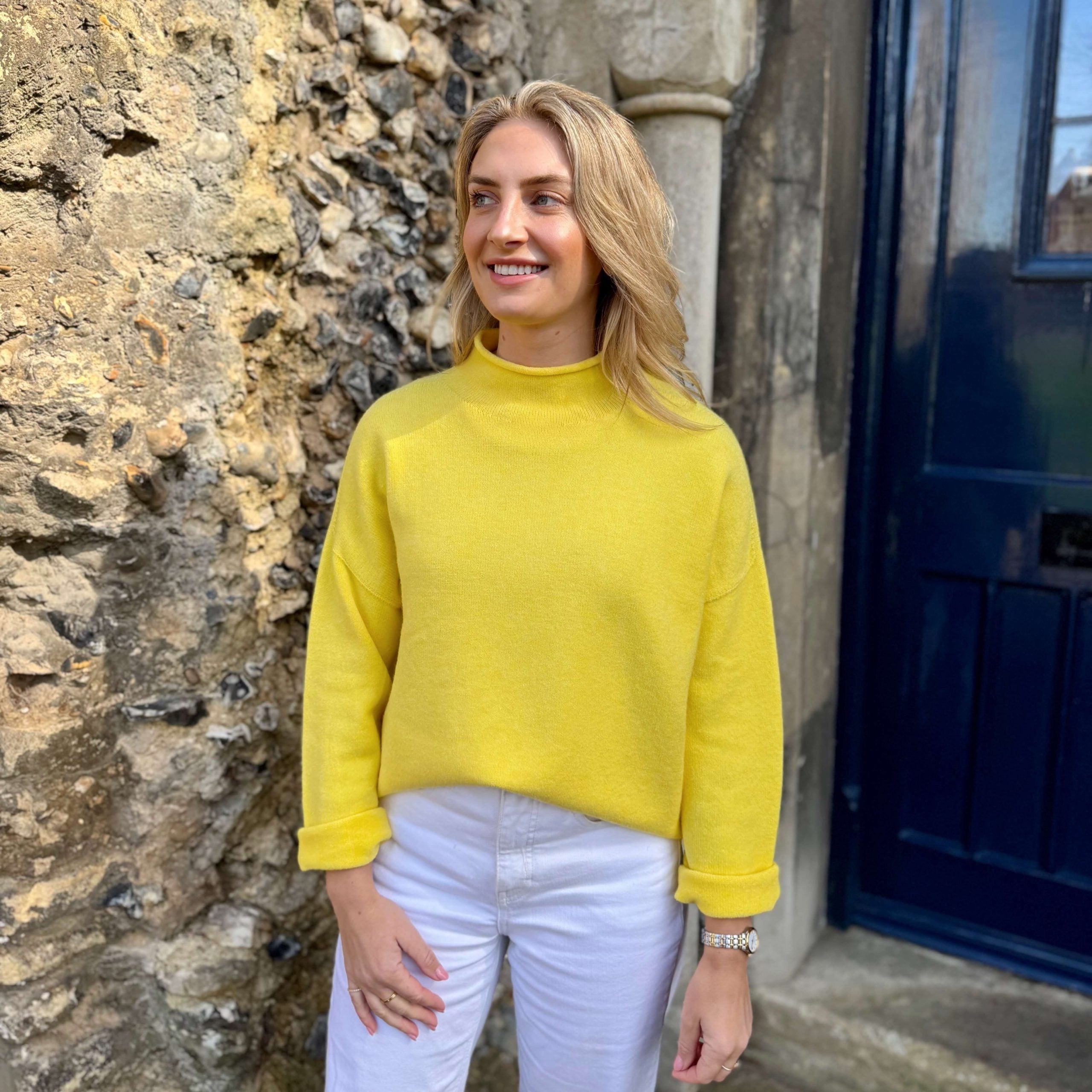 Emilia High Neck Knit - Sunflower Yellow